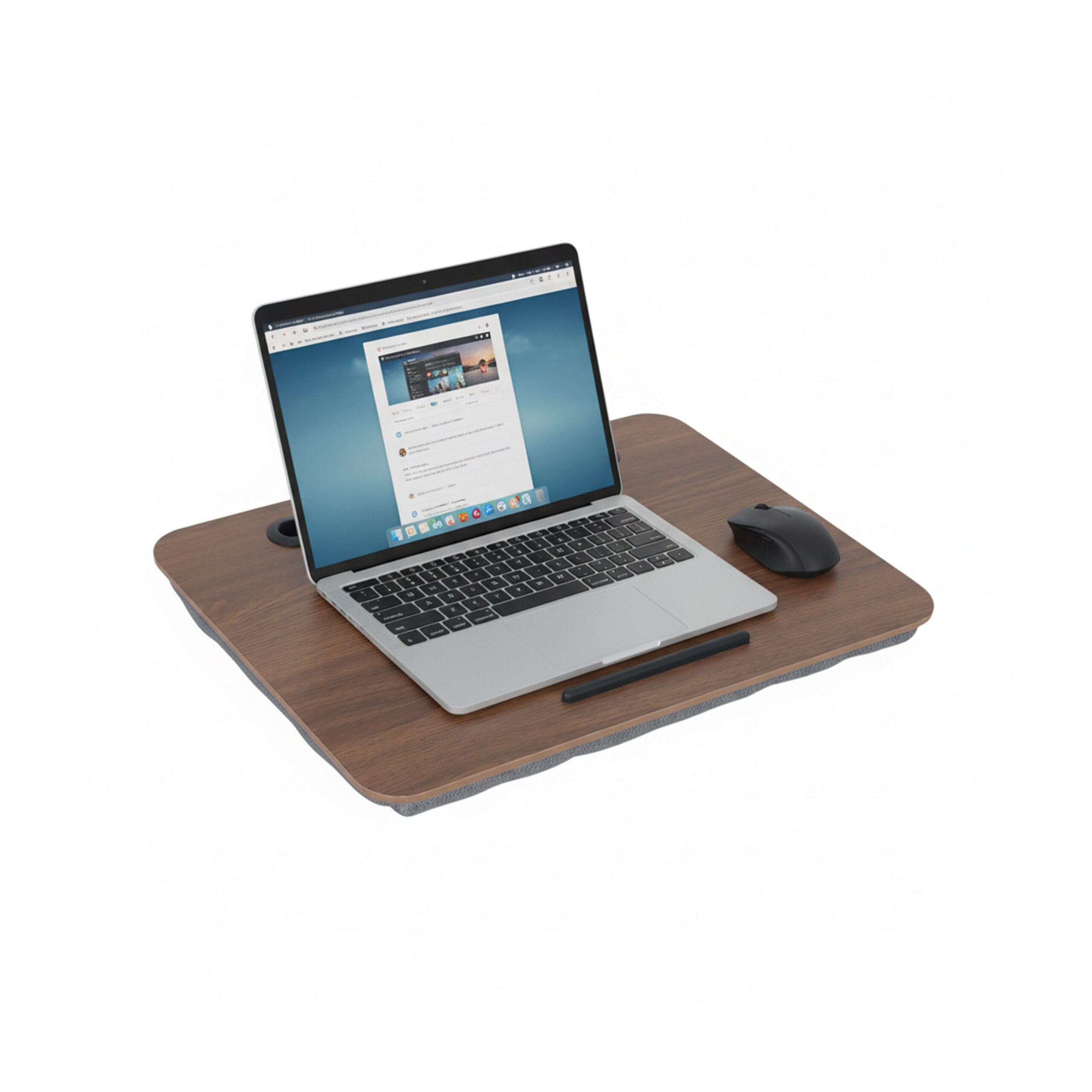 relaxdays Laptop Tablett Laptopkissen mit Handyhalter, Faserplatte