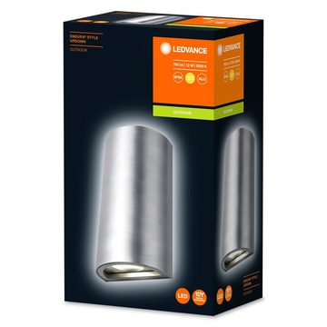 Ledvance Außen-Wandleuchte Aluminum, 12W, warmweiß, 700lm, IP44, wassergeschützt, G, 3000K, L55mm, wassergeschützt, warmweiß