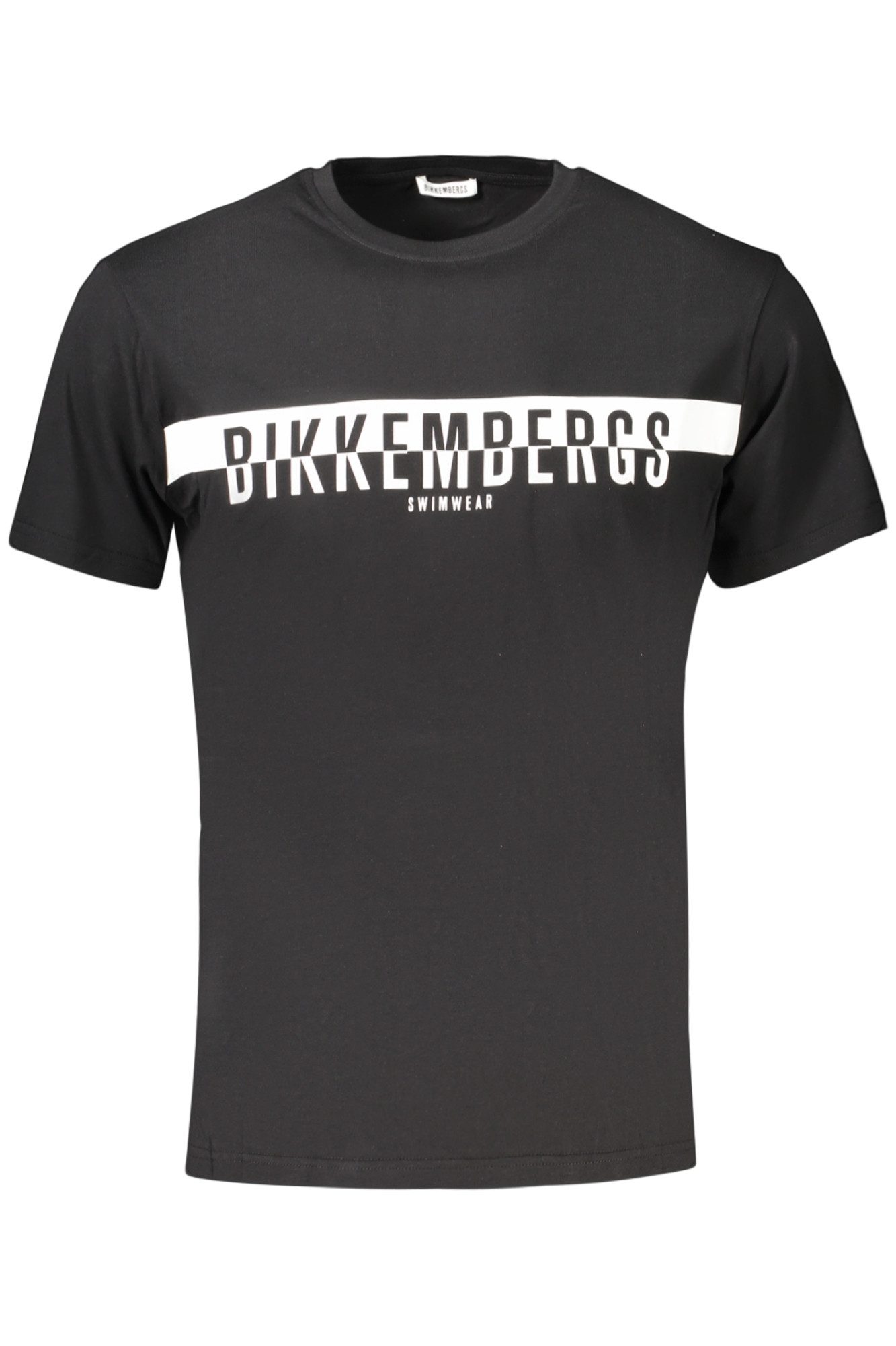 Bikkembergs T-Shirt Herren Rundhals T-Shirt Schwarz mit Halb-Logo und
