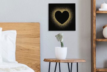 OneMillionCanvasses® Leinwandbild Goldenes Herz auf schwarzem Hintergrund, (1 St), Leinwand Bilder für Wohnzimmer Schlafzimmer