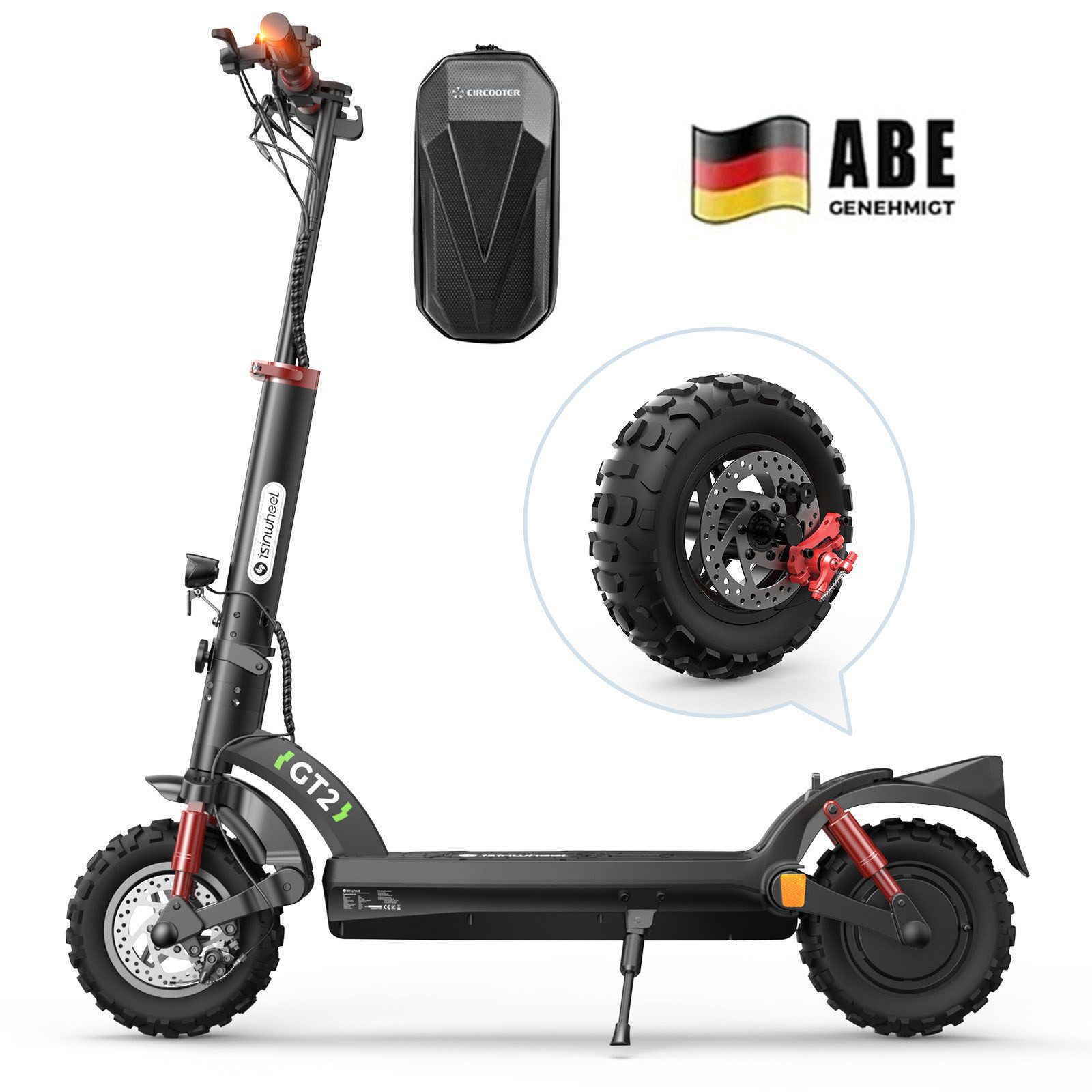 iSinwheel E-Scooter Offroad mit Straßenzulassung (ABE) 11-Zoll-Reifen,80km Reichweite, (2 tlg), Duales Bremssystem, Belastung bis 150kg,500W