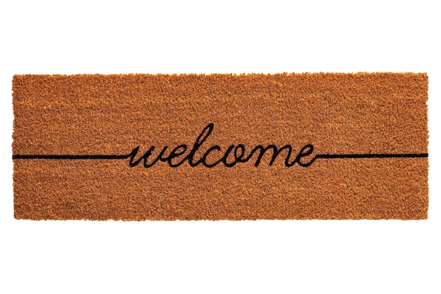 HAMAT Fußmatte HOME, 75 x 26 cm, Braun, Schwarz, Kokos, rechteckig, Höhe: 15 mm, Schriftzug Welcome