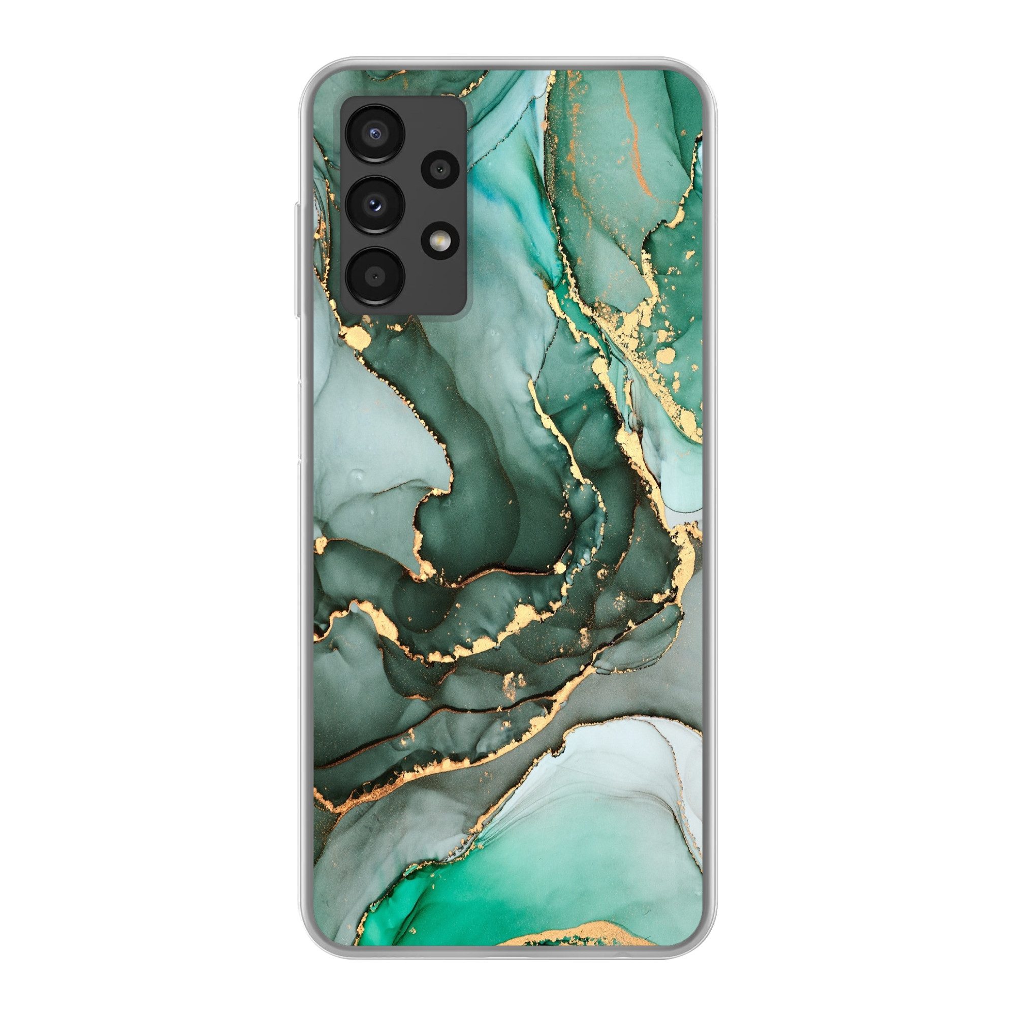 MuchoWow Handyhülle für Samsung Galaxy A13 4G Gold - Marmor - Grün - Luxus - Marmoroptik -, Smartphone-Bumper, Print, Handy Schutzhülle Dünn