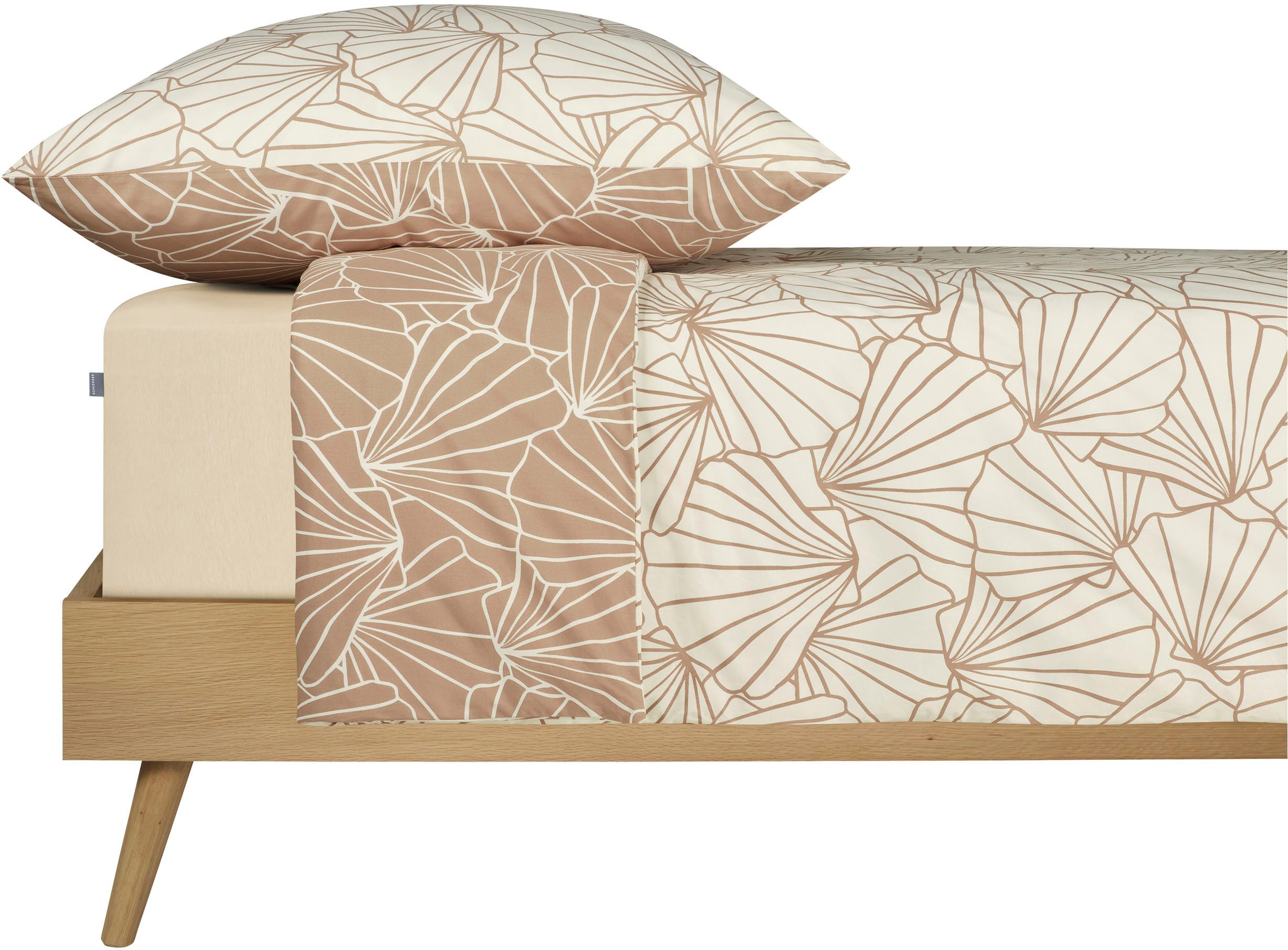 Schiesser Wendebettwäsche Mariel aus weicher Baumwolle mit maritimer Muscheloptik, Renforcé, 2 teilig, Made in Green