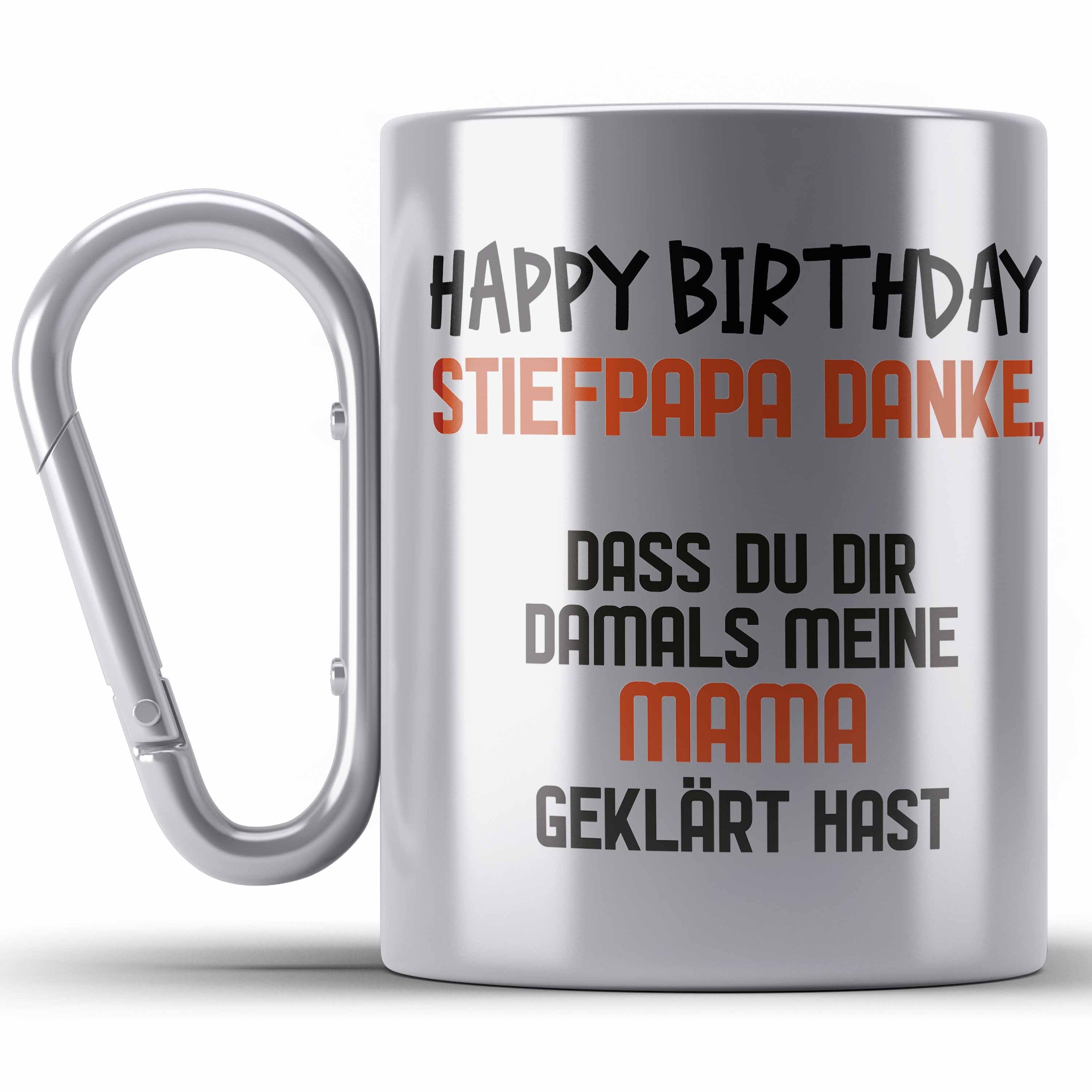 Trendation Thermotasse Edelstahl Tasse Stiefvater Geschenk Geburtstag - Stiefpapa Geburtstags Silber