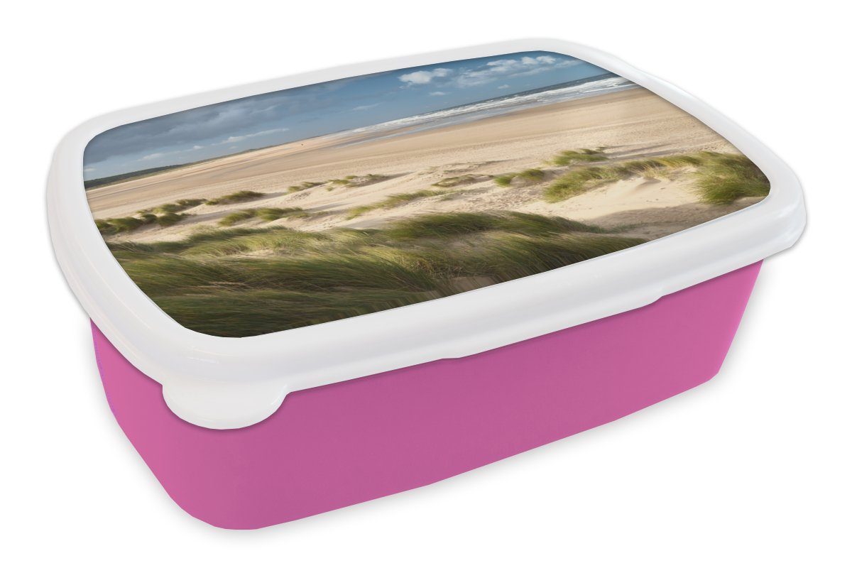 MuchoWow Lunchbox Sand - Düne - Meer, Kunststoff, (2-tlg), Brotbox für Erwachsene, Brotdose Kinder, Snackbox, Mädchen, Kunststoff rosa