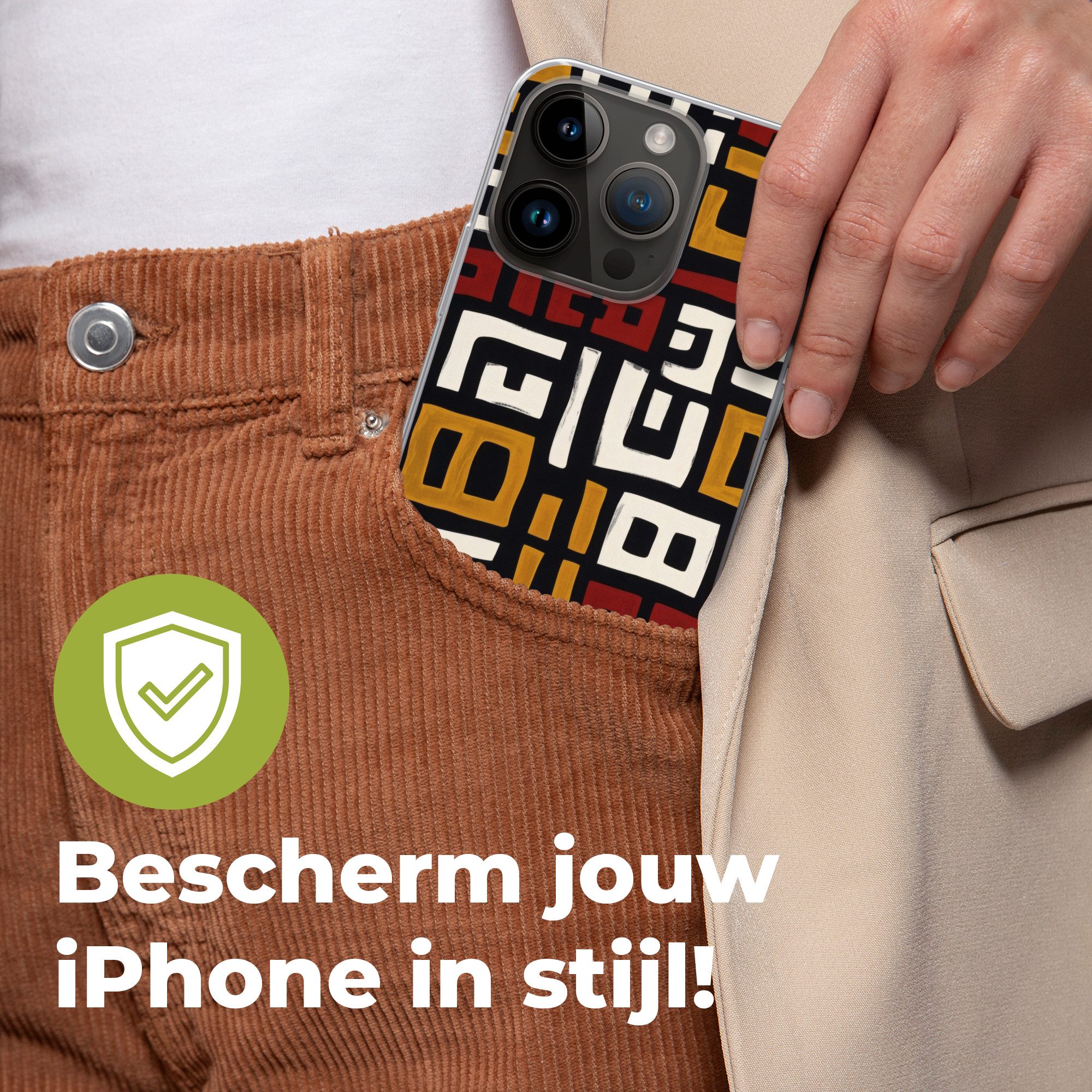 MuchoWow Handyhülle für Apple iPhone 14 Pro Abstrakt - Muster - Rot, Smartphone-Bumper, Print, Handy Schutzhülle Dünn