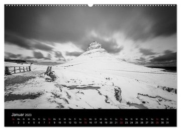 CALVENDO Wandkalender Island in Schwarzweiß (Premium, hochwertiger DIN A2 Wandkalender 2023, Kunstdruck in Hochglanz)