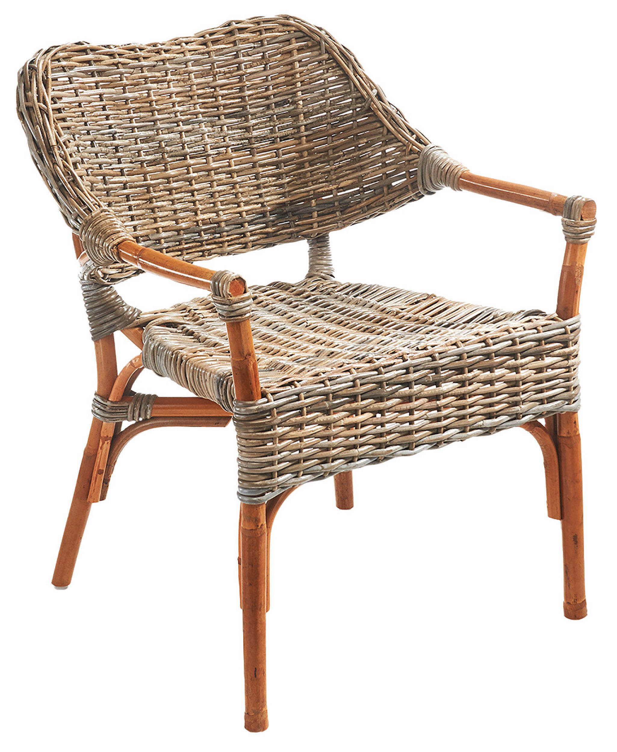 Kobolo 4-Fußstuhl Rattanstuhl Stuhl TARA geflochten mit Armlehnen (aus Rattan, 1 St), 59x60x45/78 cm