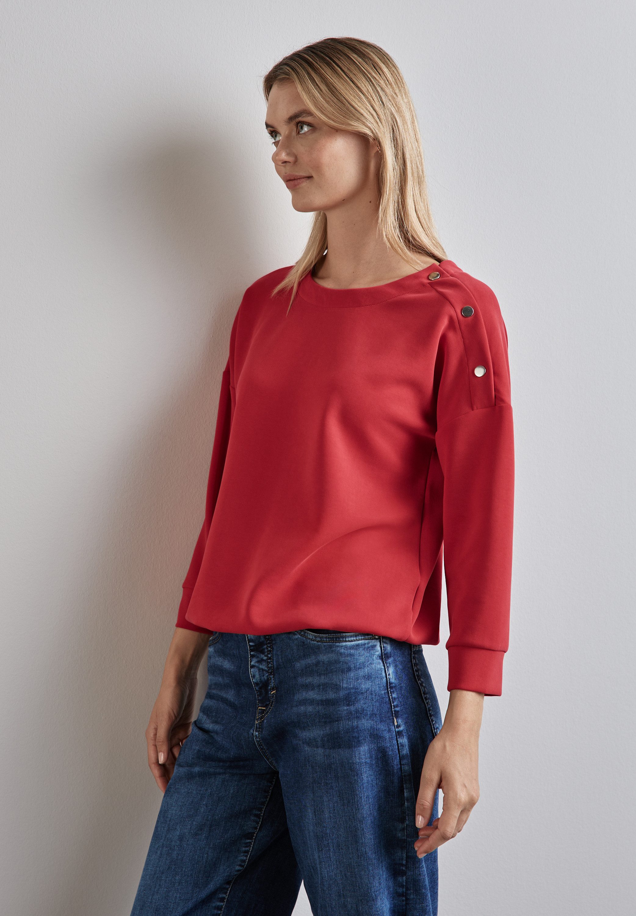 STREET ONE Langarmshirt mit Knopf Details