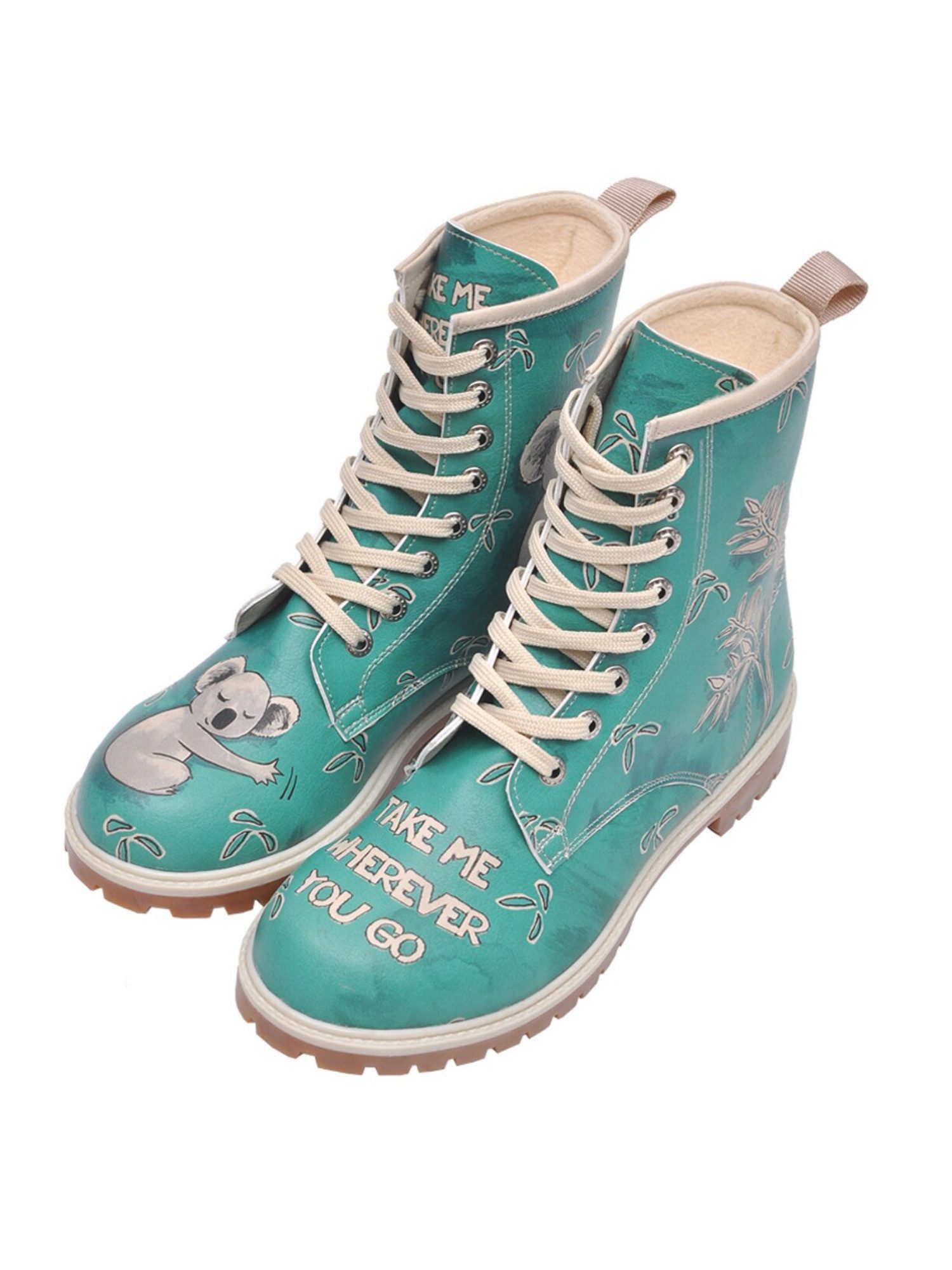 DOGO Long Boots Schnürstiefel Koala Damen Stiefeletten, Longe Boots Schnürb günstig online kaufen