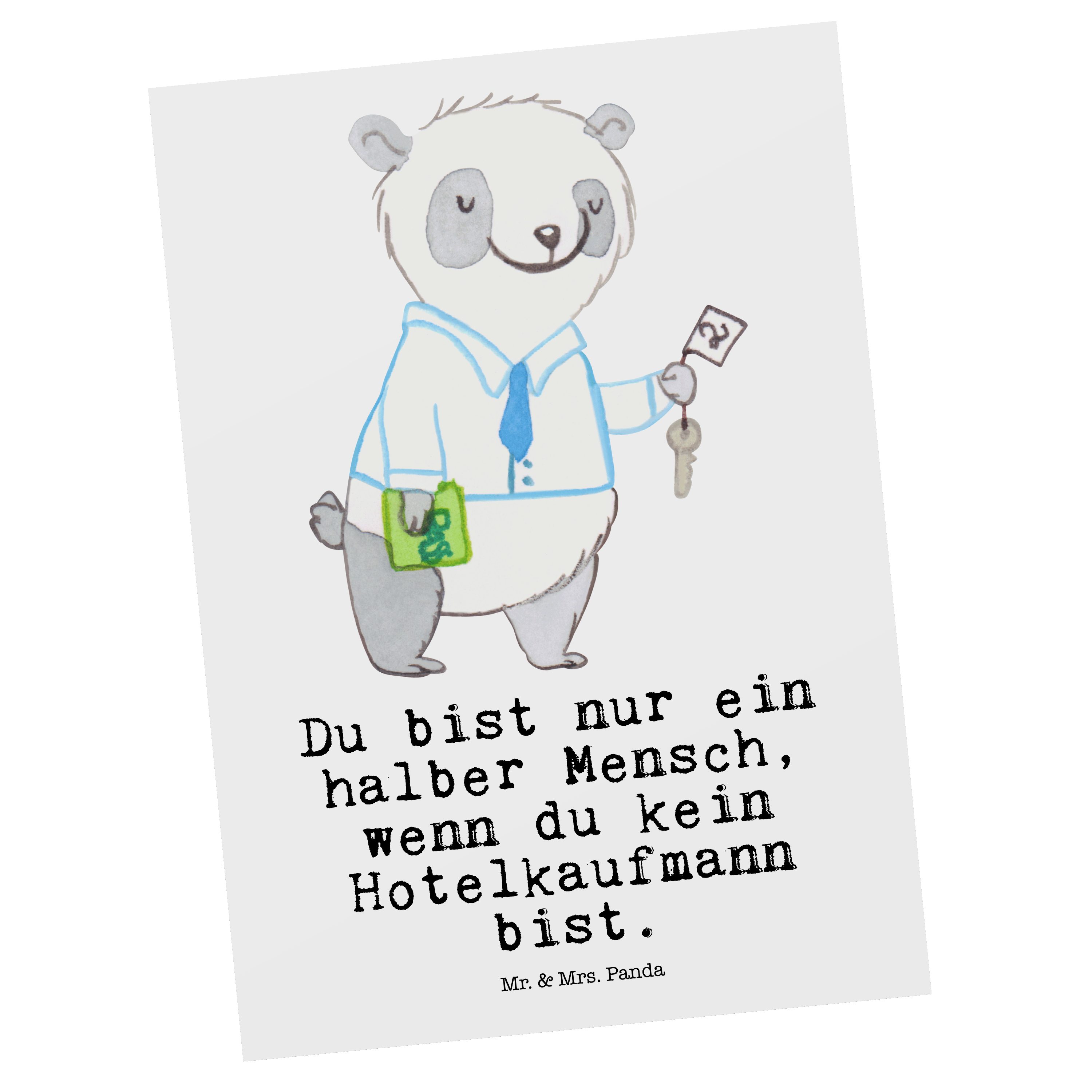 Mr. & Mrs. Panda Postkarte Hotelkaufmann mit Herz - Weiß - Geschenk, Dankeschön, Jubiläum, Kolle