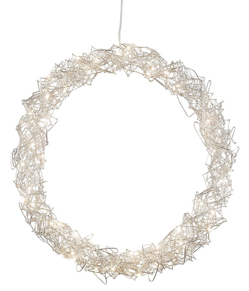 Spetebo Dekokranz LED Metallkranz zum Hängen Ø 30 cm - silber, Deko Kranz z günstig online kaufen
