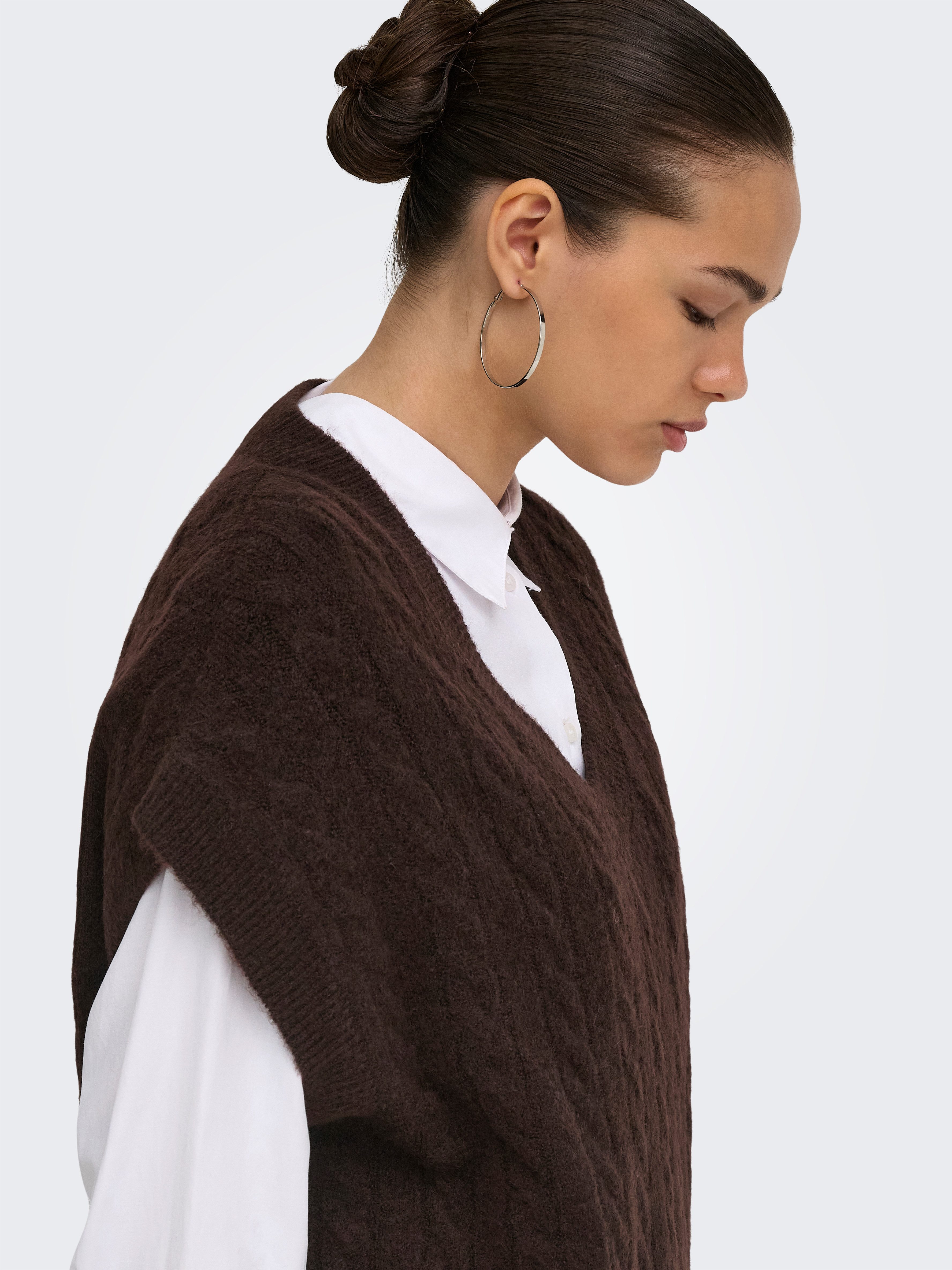 ONLY Kurzarmpullover ONLMELODY VEST KNT Materialmix, regular fit