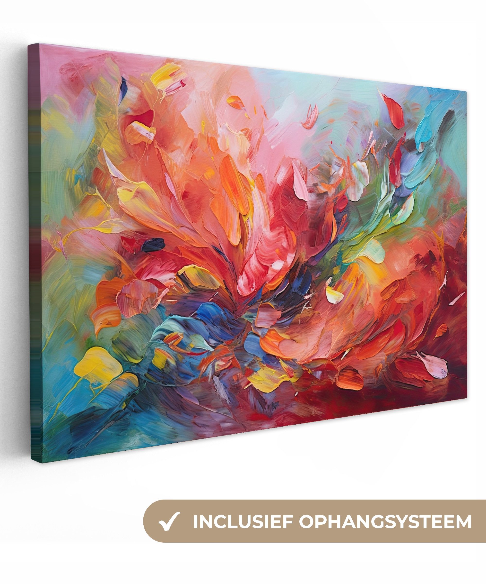 OneMillionCanvasses® Leinwandbild Ölfarbenoptik - Kunst - Abstrakt - Farbenfroh, Fotodruck (1 St), Wandbild XXL für Wohnzimmer Küche 120x80 cm