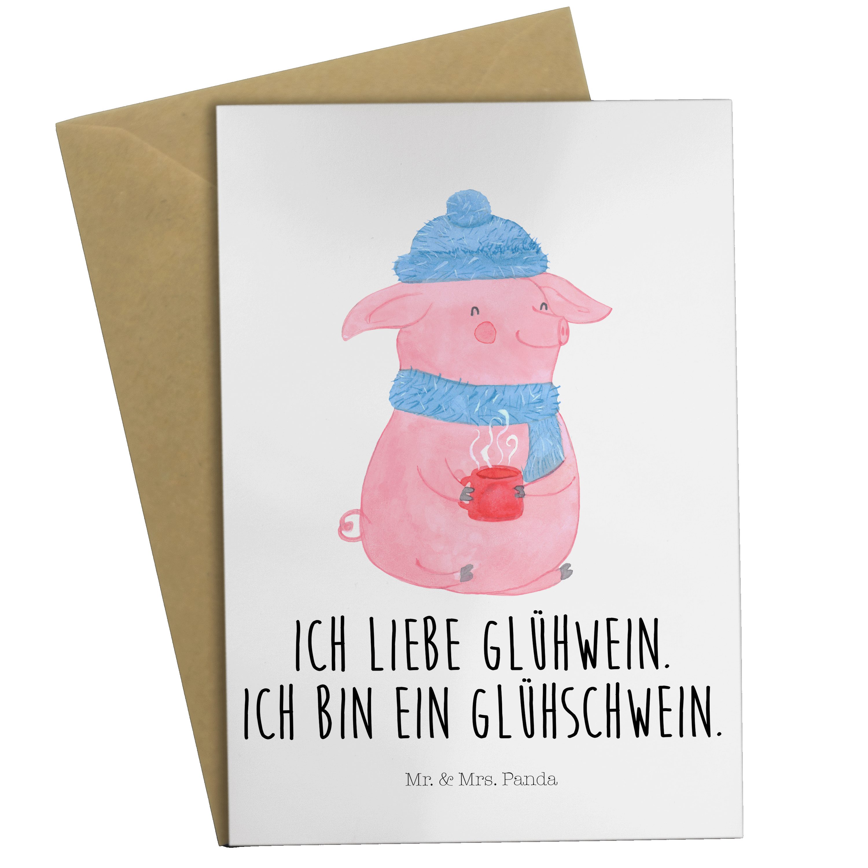 Grußkarte Geschenk, Weih Weiß Geburtstagskarte, Panda Mr. Glühschwein - & Hochzeitskarte, Mrs. -