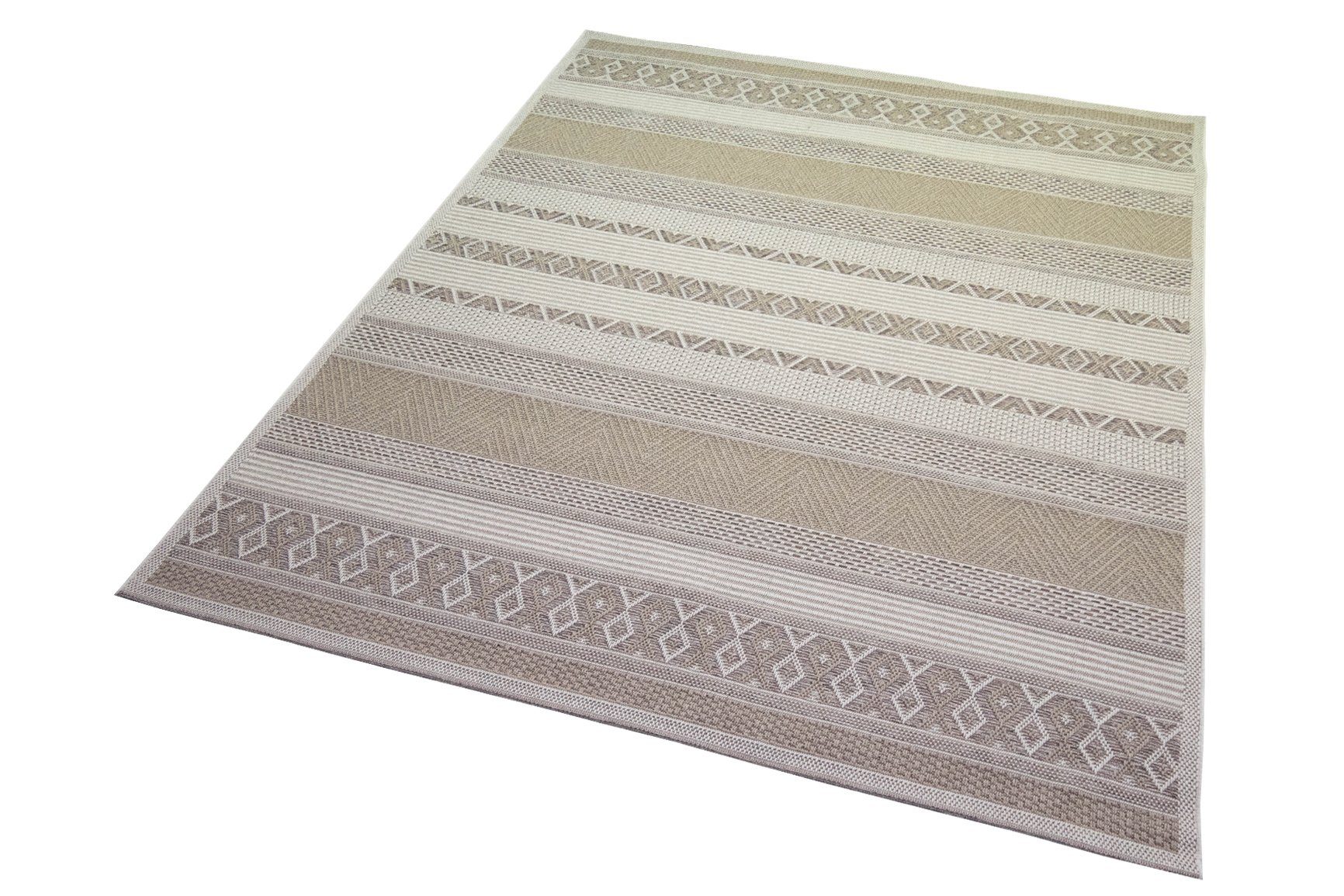 Carpetia Teppich In & Outdoor Sisal Teppich Balkon Küche Diamanten Design beigefarben, rechteckig, Höhe: 8 mm