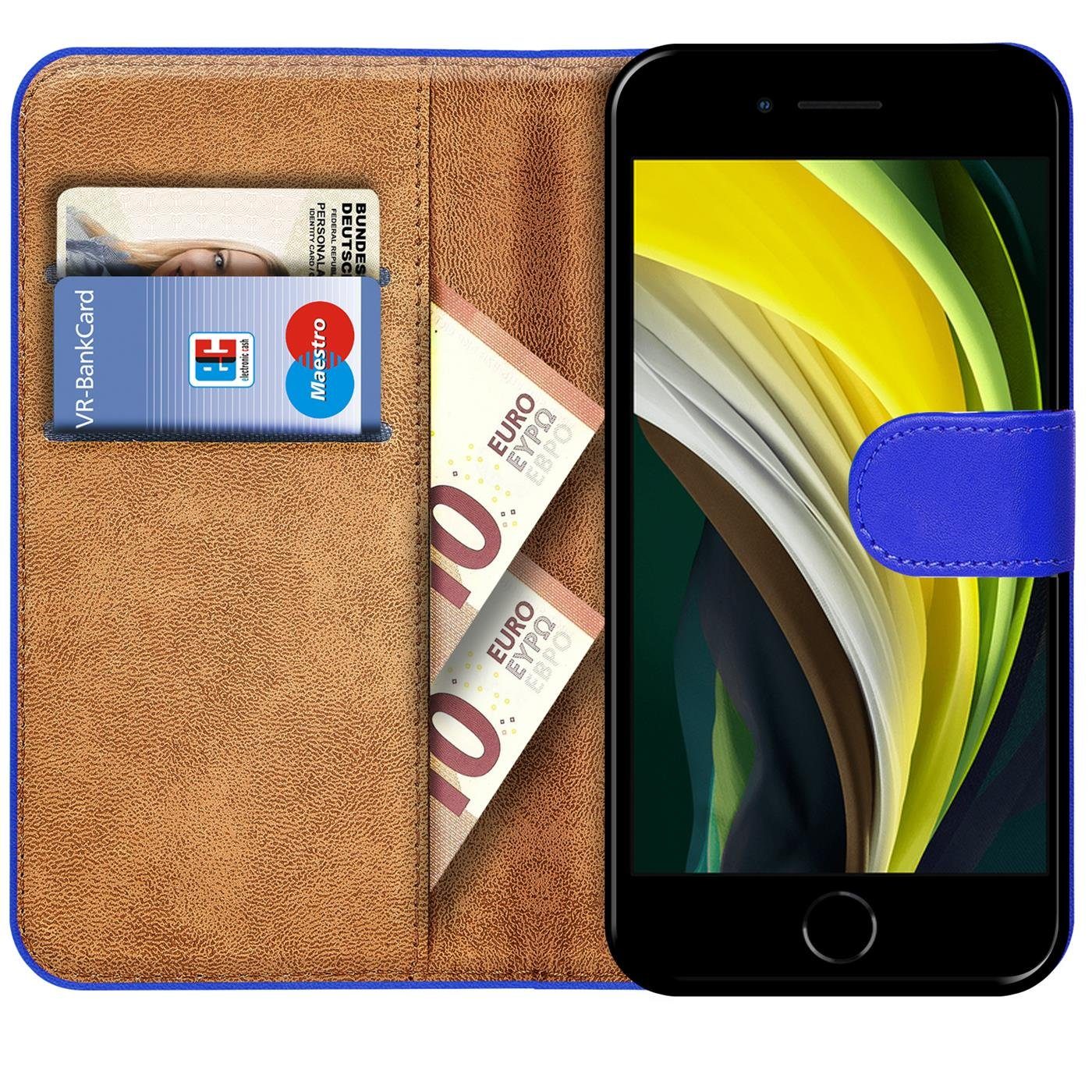 CoolGadget Handyhülle Book Case Handy Tasche für Apple iPhone SE 2022 / 2020 4,7 Zoll, Hülle Klapphülle Flip Cover für iPhone 3. Gen. Schutzhülle stoßfest