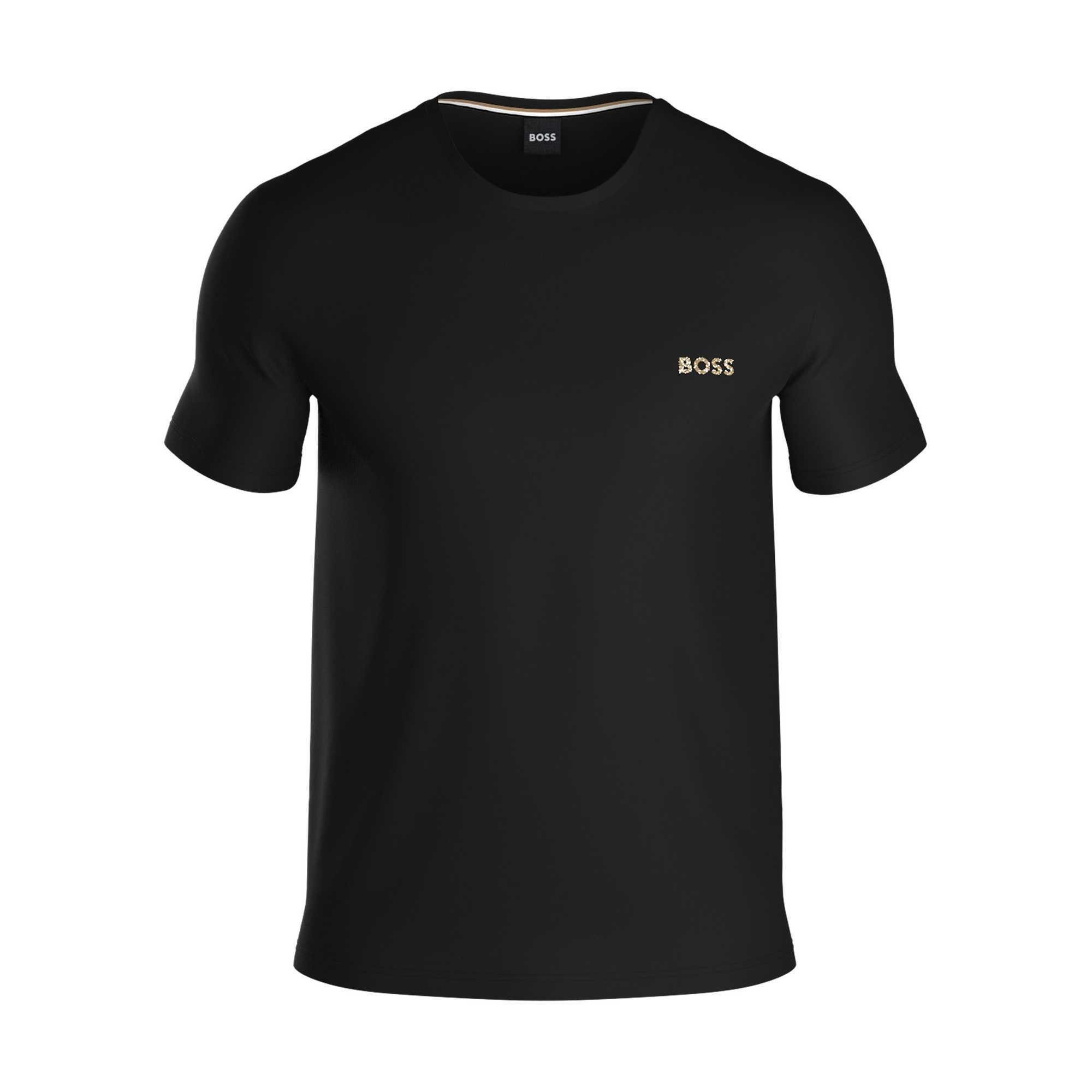 BOSS T-Shirt Herren T-Shirt - Baumwolle Schwarz Rundhals, Mix & Match
