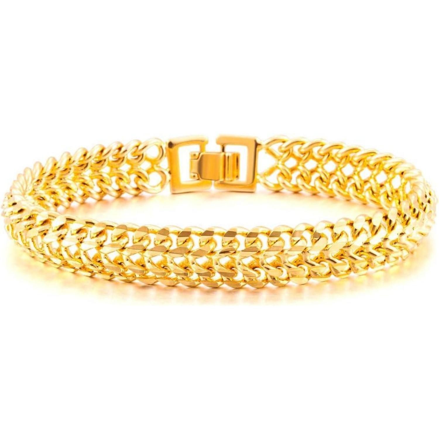 LuxusKollektion Gliederarmband Herren Edelstahl Armband Fahrradkette Biker Motorradkette Gold 21.5 cm