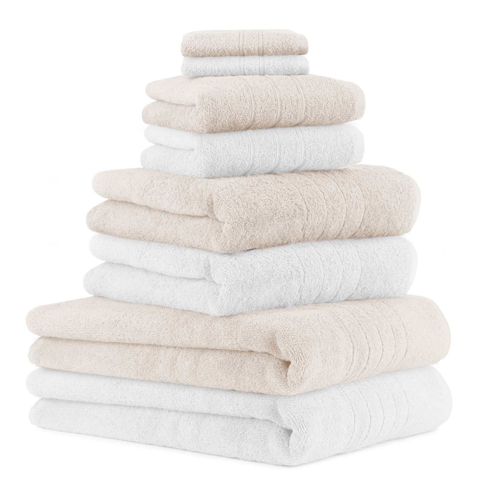 Betz Handtuch Set 8-TLG. Handtuch-Set und (8-tlg) Handtücher Duschtücher Badetücher Creme, 2 100% Deluxe 100% Baumwolle, 2 Baumwolle Farbe weiß 2 Seiftücher 2