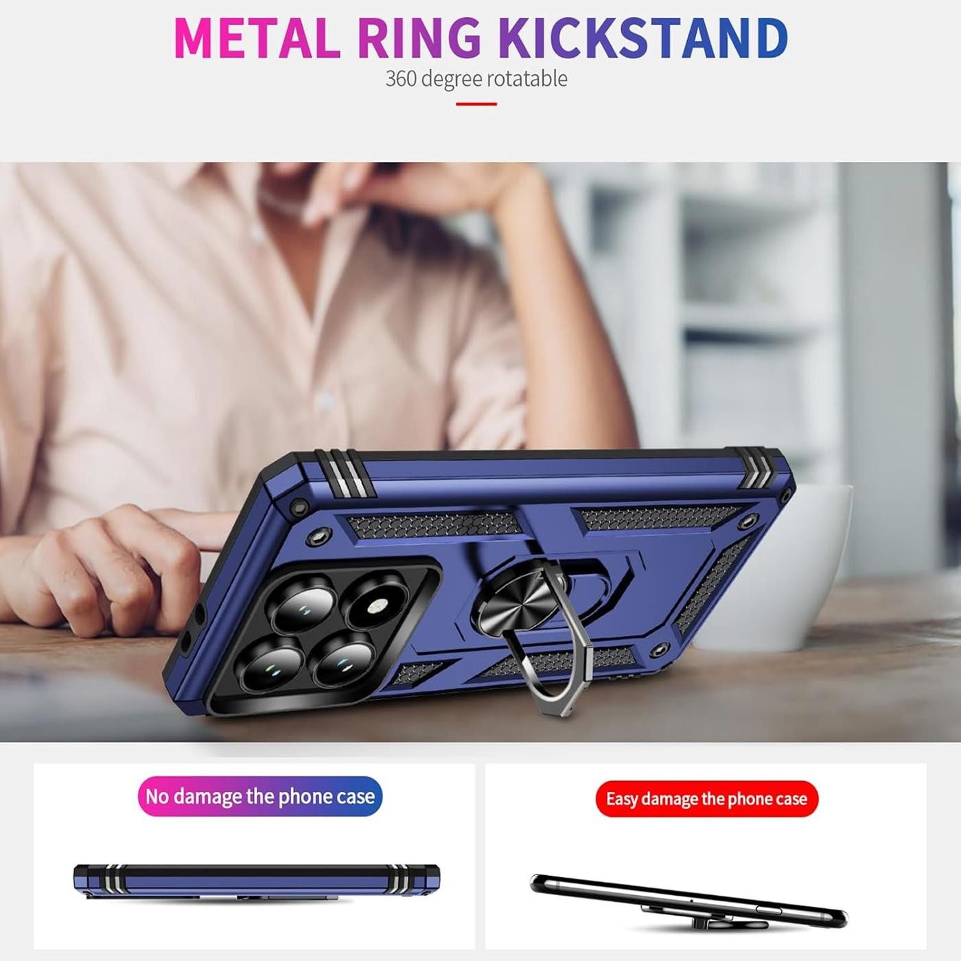 CoolGadget Handyhülle Armor Shield Case für Xiaomi 14T Pro 6,67 Zoll, Outdoor Cover mit Magnet Ringhalterung Handy Hülle für Xiaomi 14T Pro – Bild 5 von 5