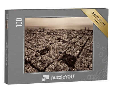 puzzleYOU Puzzle Luftaufnahme Basilika Sagrada Familia, Barcelona, 100 Puzzleteile, puzzleYOU-Kollektionen Sagrada Familia
