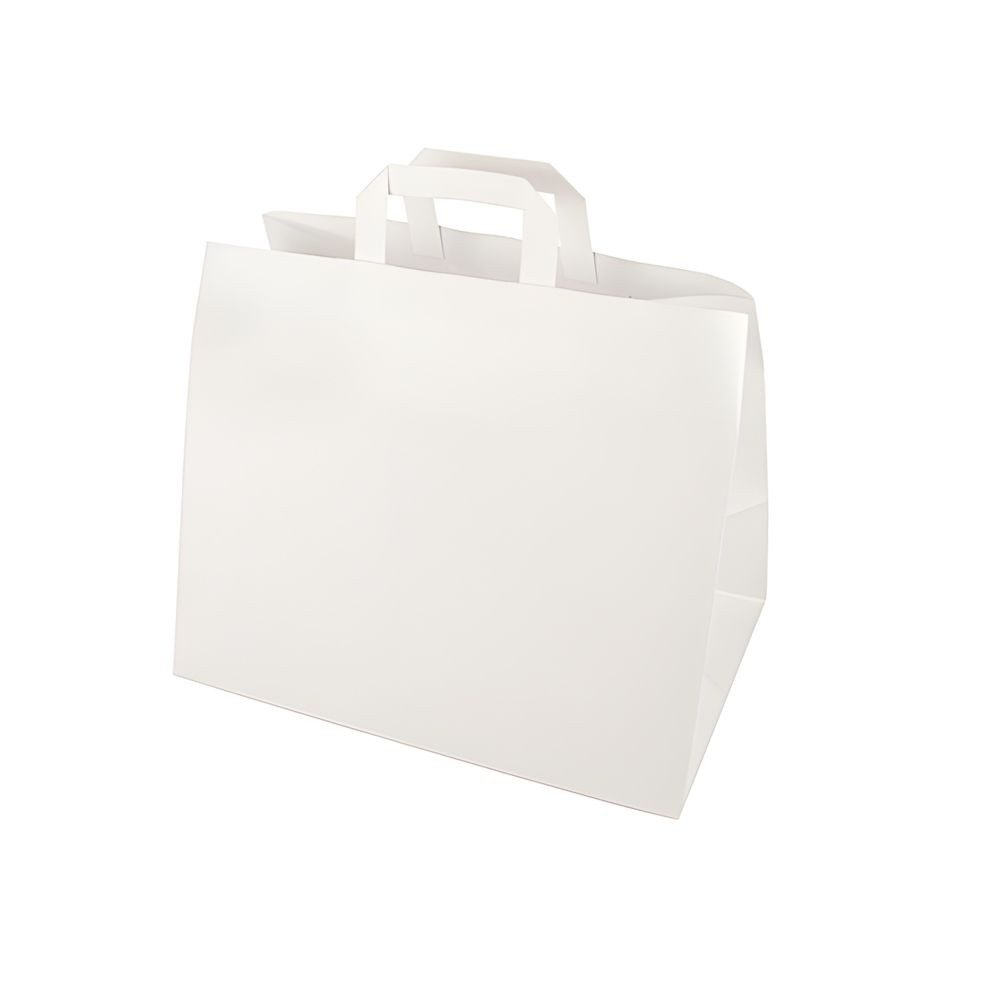 PAPSTAR Tragetasche 400 x Tragetaschen, Papier 27 cm x 32 cm x 17 cm weiss mit Tragegriff