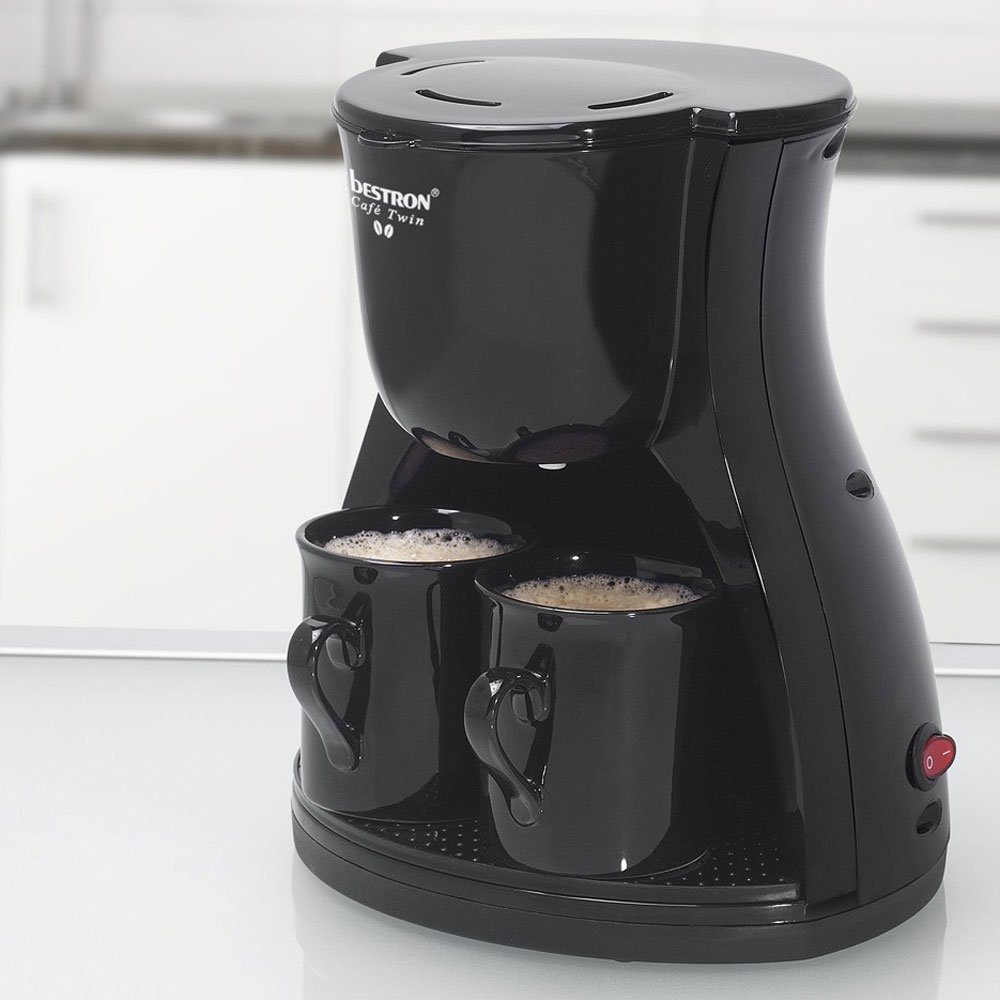bestron Dauer Tassen Kaffee Maschine Brüh Filter 450W Filterkaffeemaschine, 1-2 Küchen Büro Automat