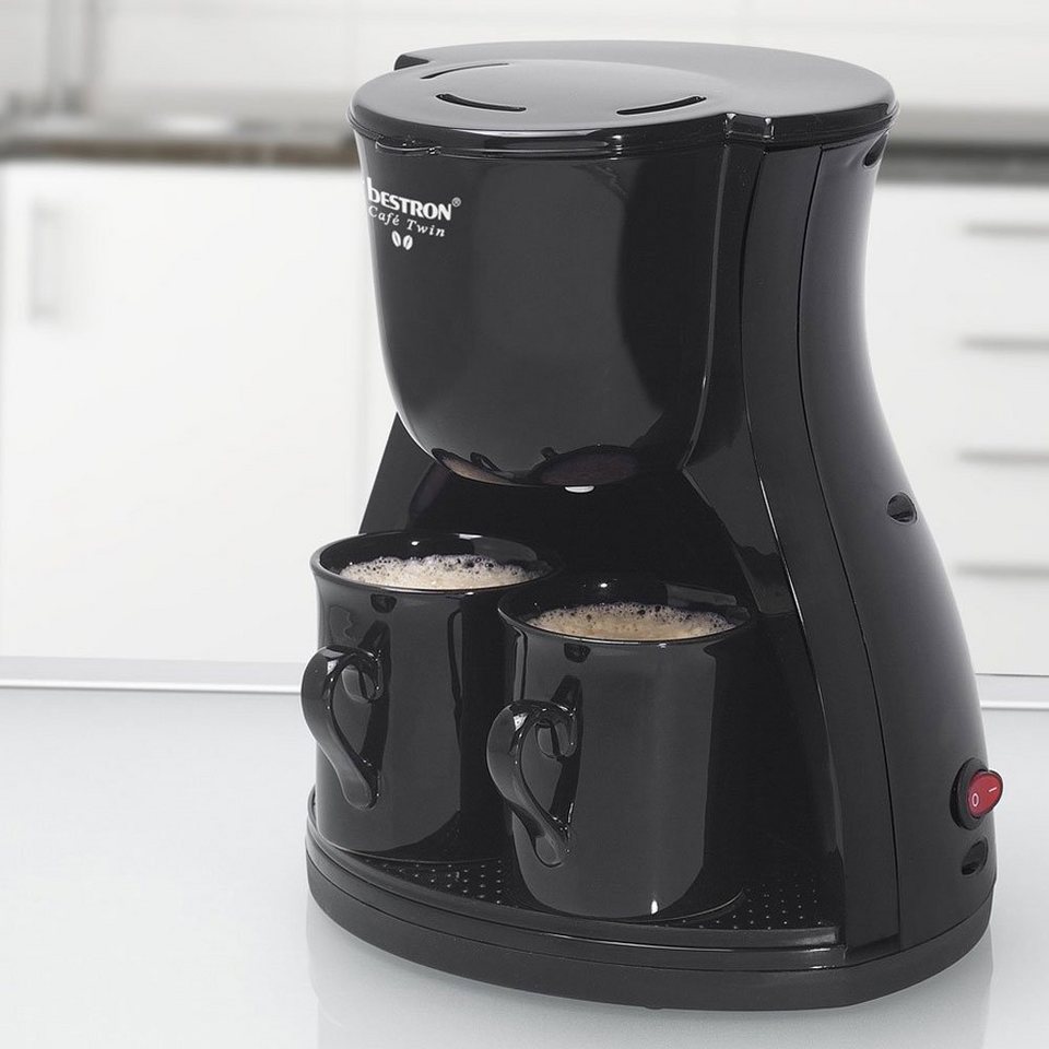 bestron Filterkaffeemaschine, 450W Dauer Filter Kaffee Maschine Küchen Büro  Brüh Automat 1-2 Tassen