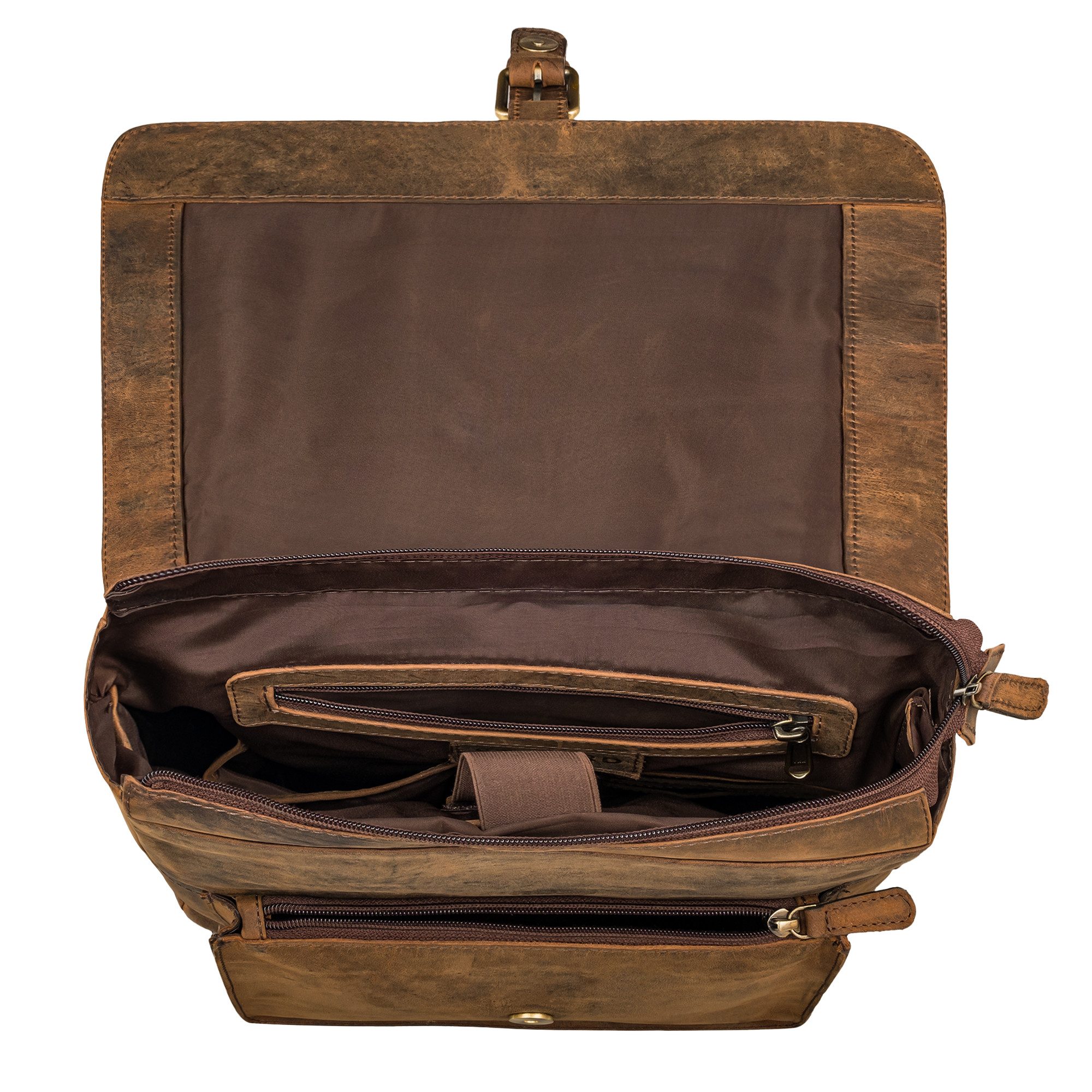 STILORD Notebookrucksack "Debbie" Großer Vintage Lederrucksack Damen mit Laptopfach 15.6 Zoll
