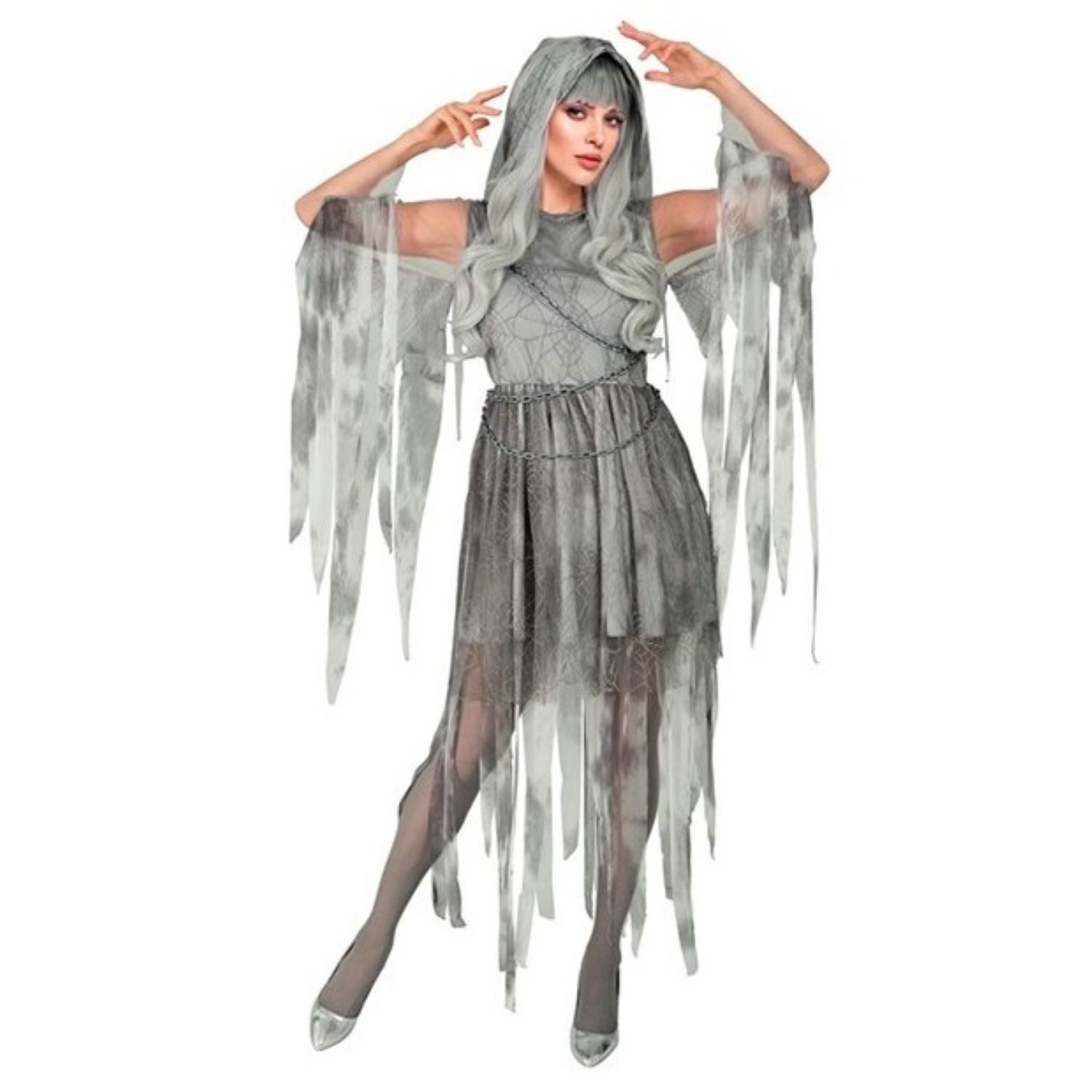 Widmann S.r.l. Zombie-Kostüm Kostüm 'Ghostly Spirit in Ketten' für Damen, Klei
