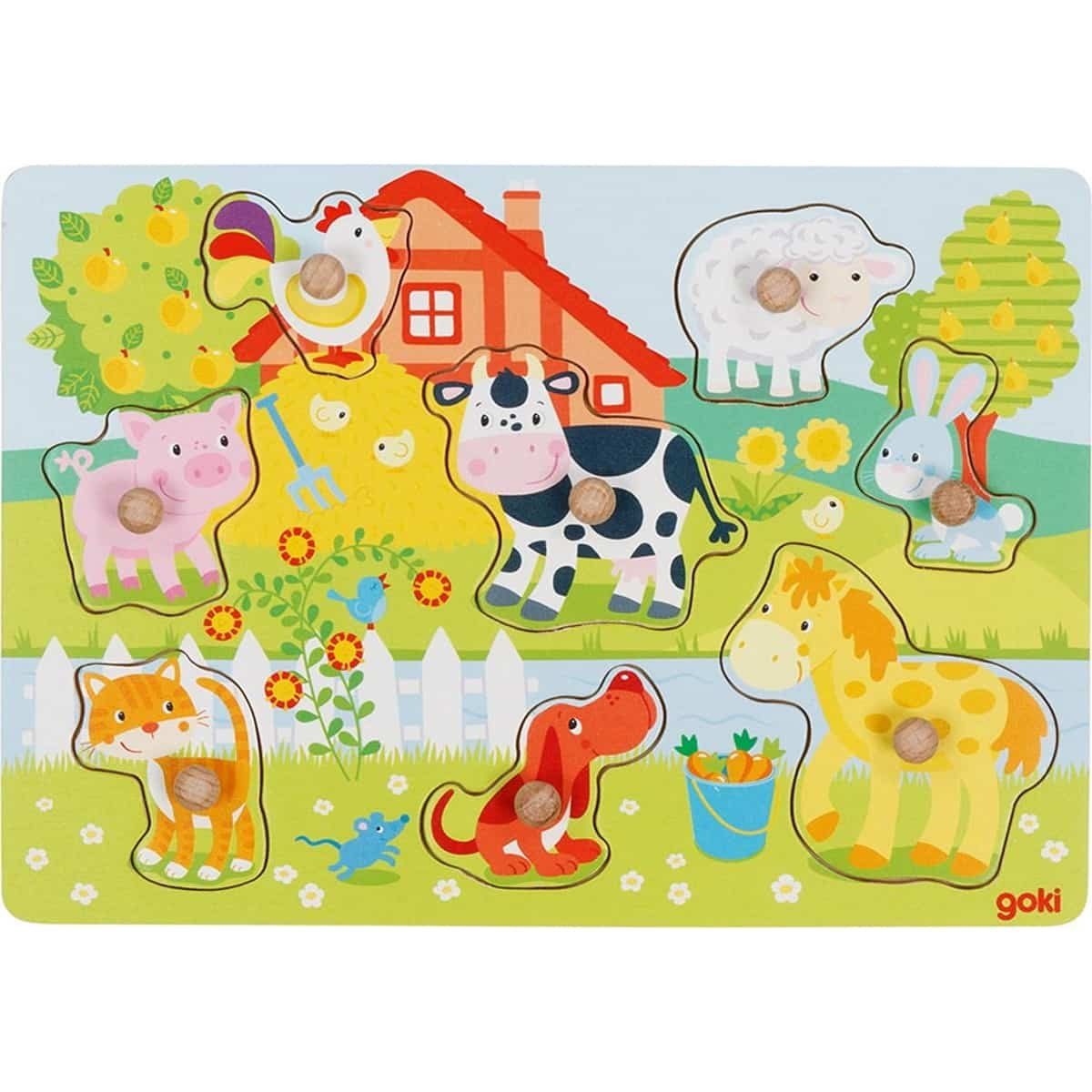 Steckpuzzle farbenfrohe Steckpuzzle mit Tieren von Goki