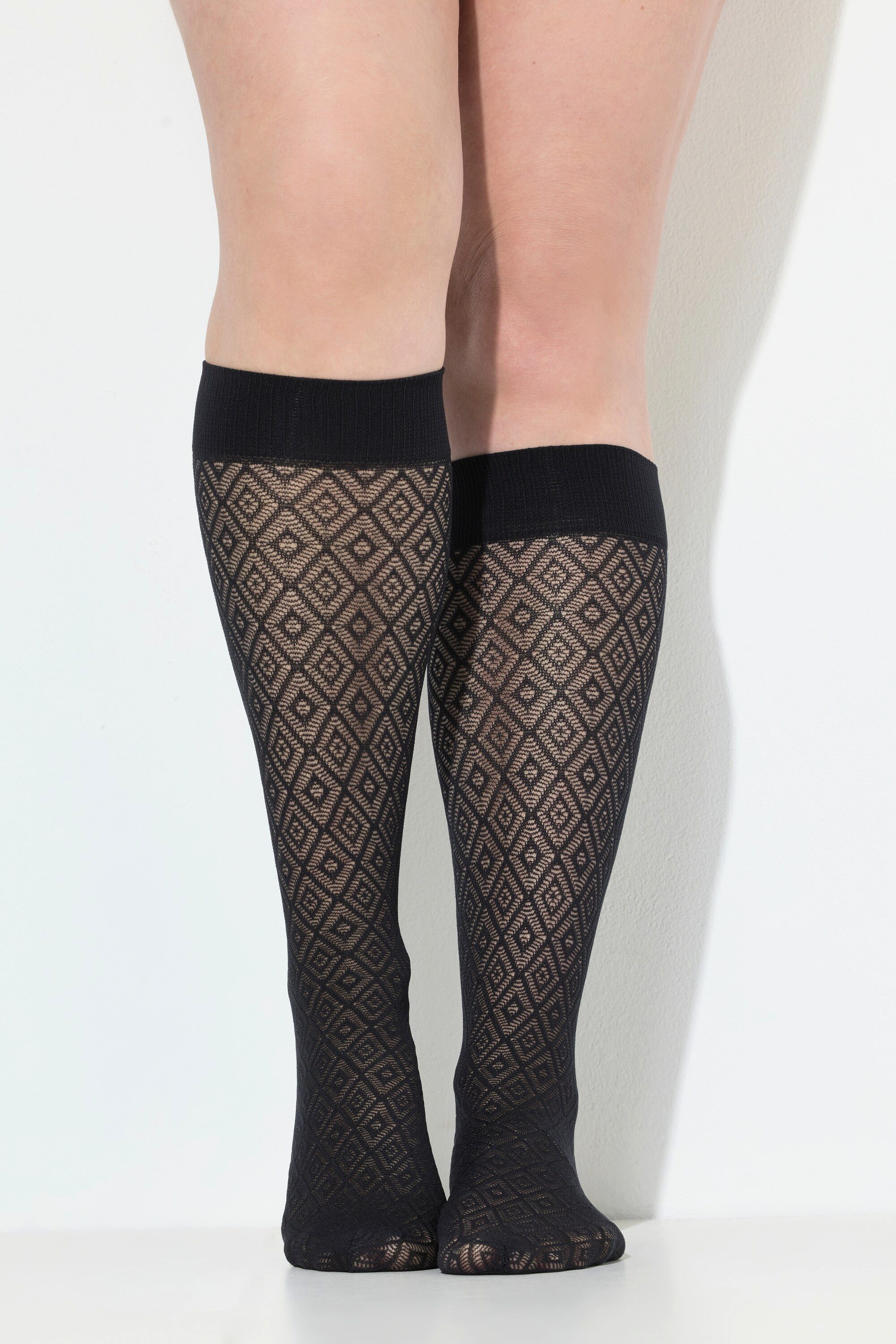 Ulla Popken Feinkniestrümpfe Fein-Kniestrümpfe Rautenmuster