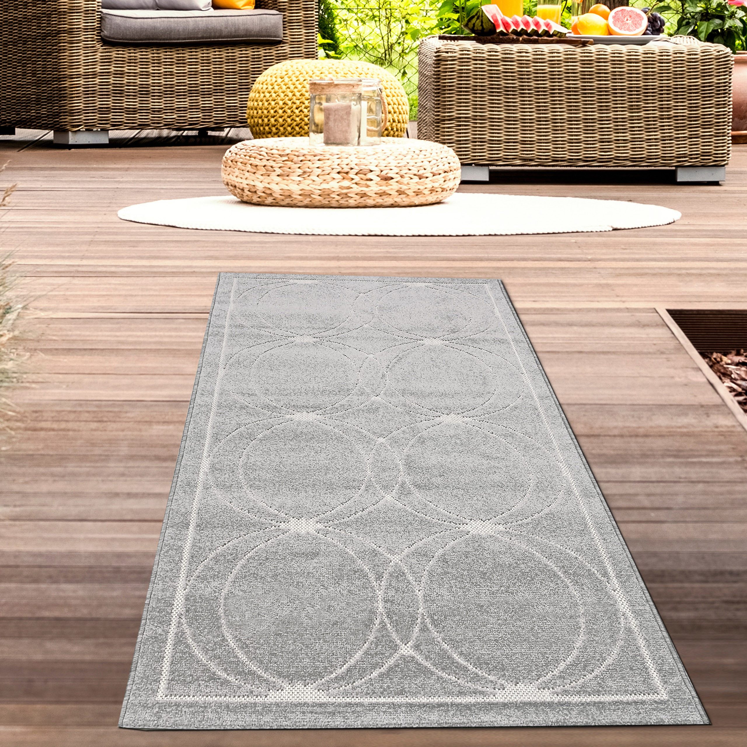 Carpetia Outdoorteppich Modernes Musterdesign, rechteckig, Höhe: 5 mm, wetterfest, pflegeleicht, strapazierfähig