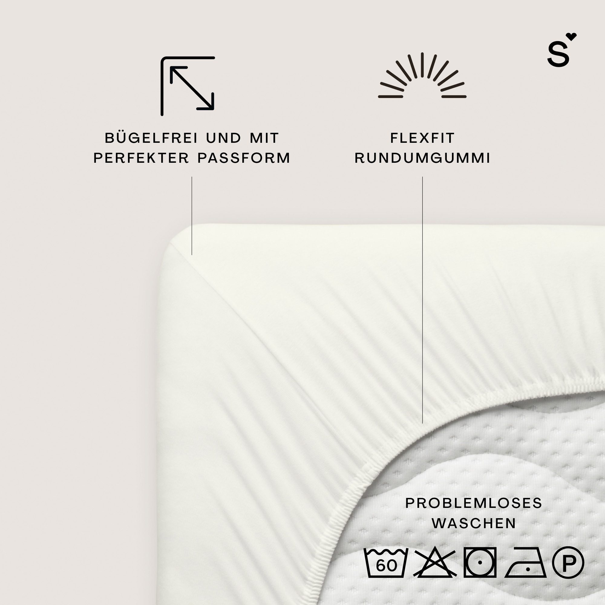 Schlafgut Spannbettlaken Basic Cotton Bettlaken, 160 g/m², 100% Baumwolle, Spannbetttuch, Jersey, Gummizug: rundum, (1 Stück), Spannbettlaken bis 20 cm Matratzenhöhe, bügelfrei und pflegeleicht