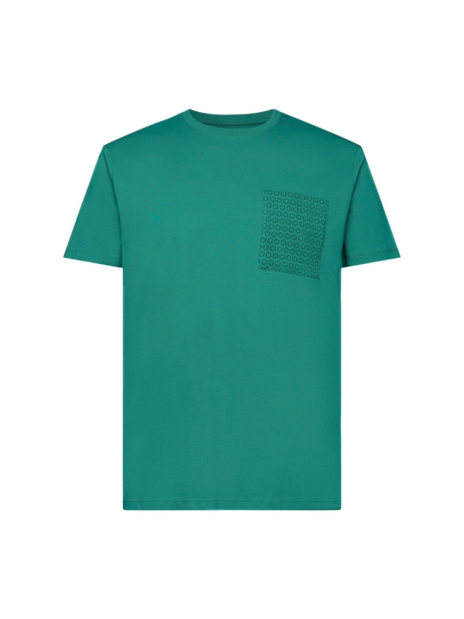 Esprit T-Shirt T-Shirt aus nachhaltiger Baumwolle mit Brusttasche (1-tlg) EMERALD GREEN