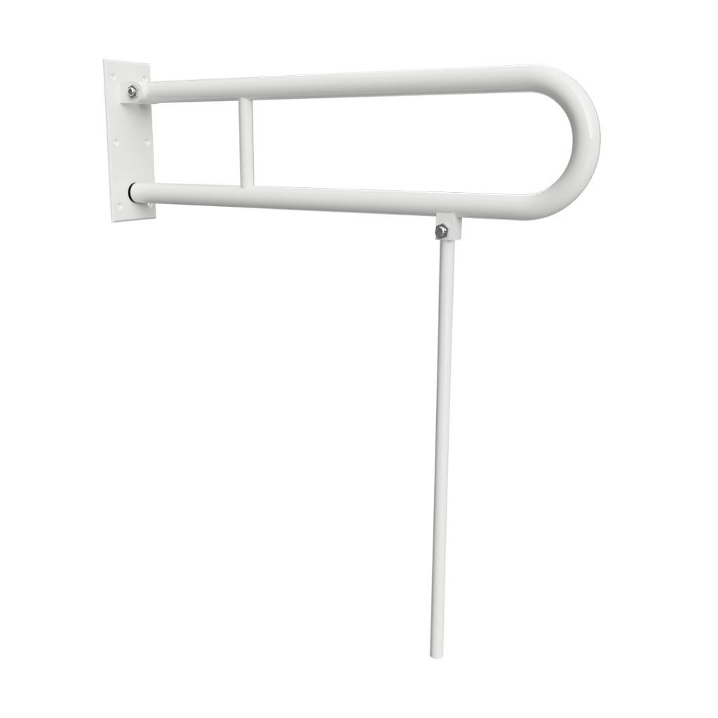 BRILLANTBAD® Stützklappgriff BELP Stützklappgriff U-Form mit Standfuß Eisen Weiß Bad & WC >> Bohren