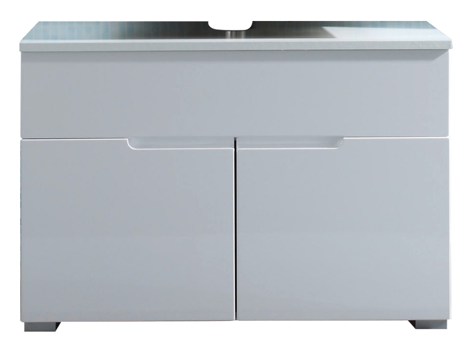 Waschbeckenunterschrank SPICE, Weiß Hochglanz, Weiß matt, mit 2 Türen,  Badmöbel, 80 x 54 x 46 cm | Waschbeckenunterschränke
