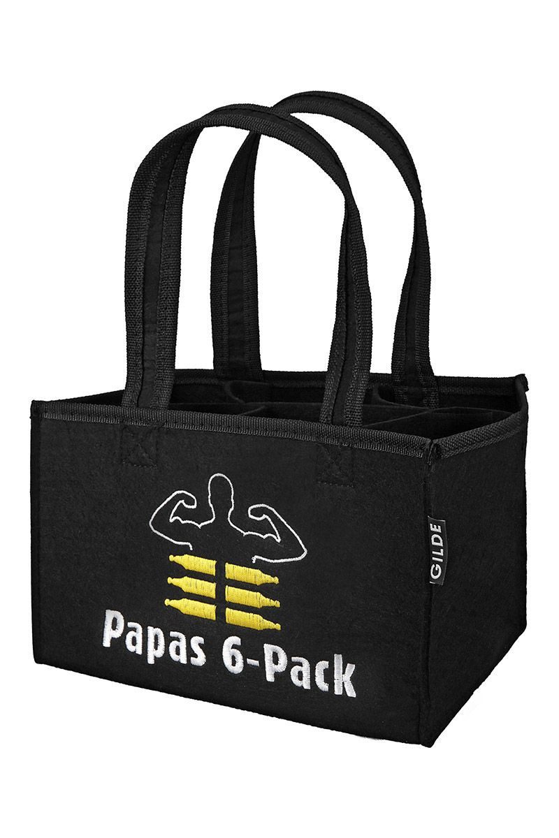 GILDE Flaschenträger Filz Flaschentasche Papas 6-Pack – Perfekt für Bierliebhaber