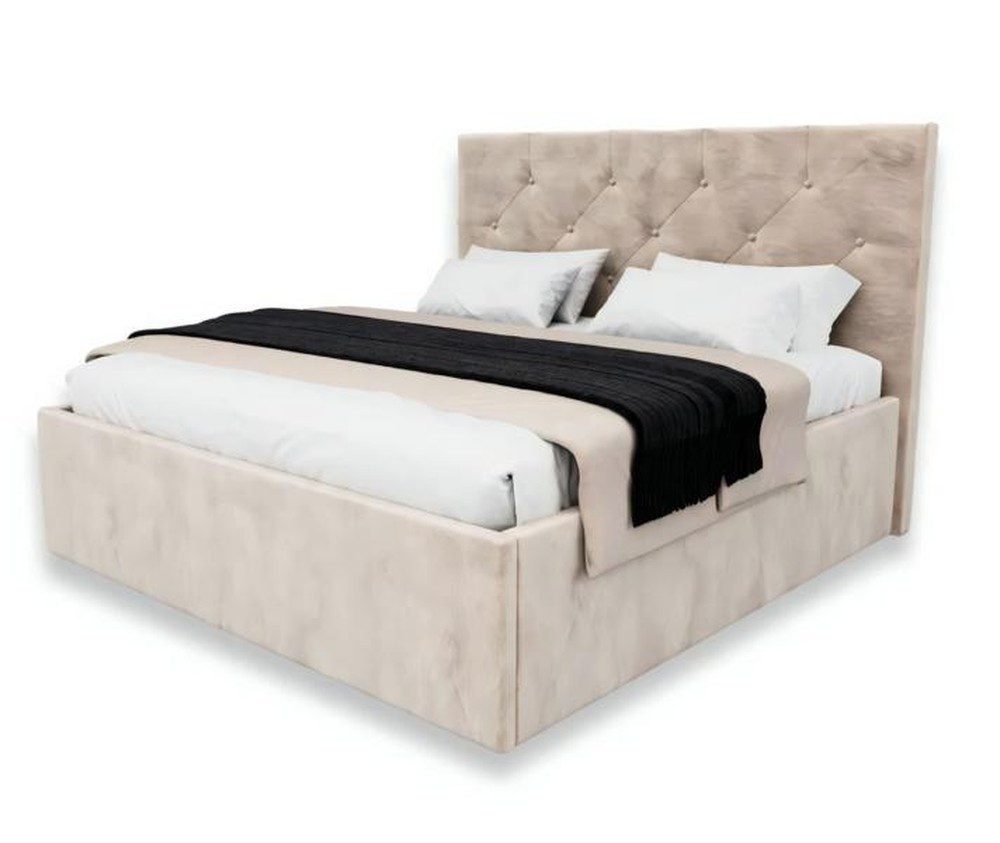 Xlmoebel Polsterbett Elegantes Chesterfield-Doppelbett in edlem Beige mit Matratze (Bett mit Matratze, Bett), Hergestellt in Europa