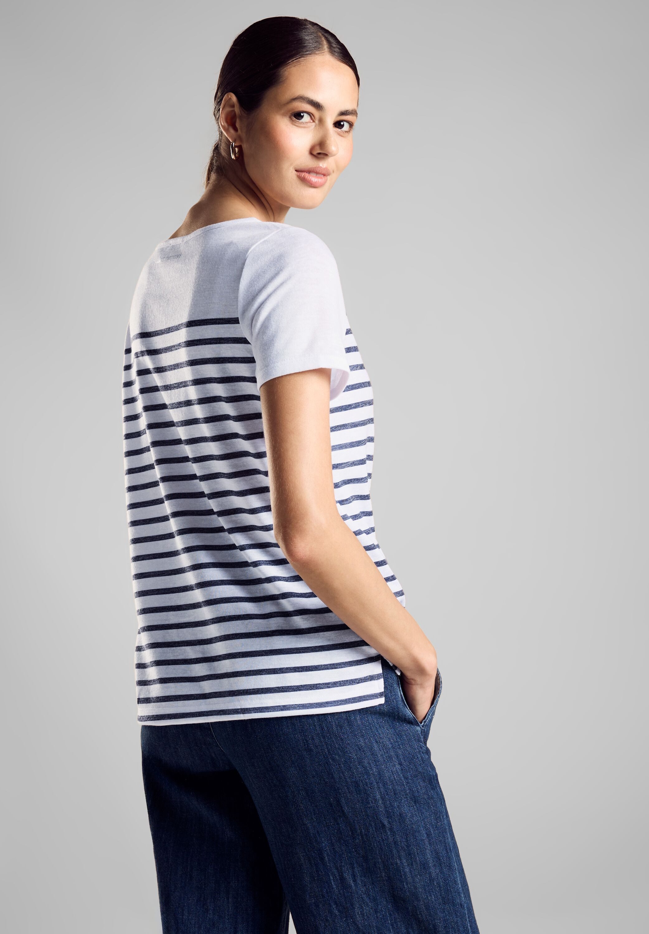STREET ONE Print-Shirt mit Seitlichen Einschlitzen am Saum