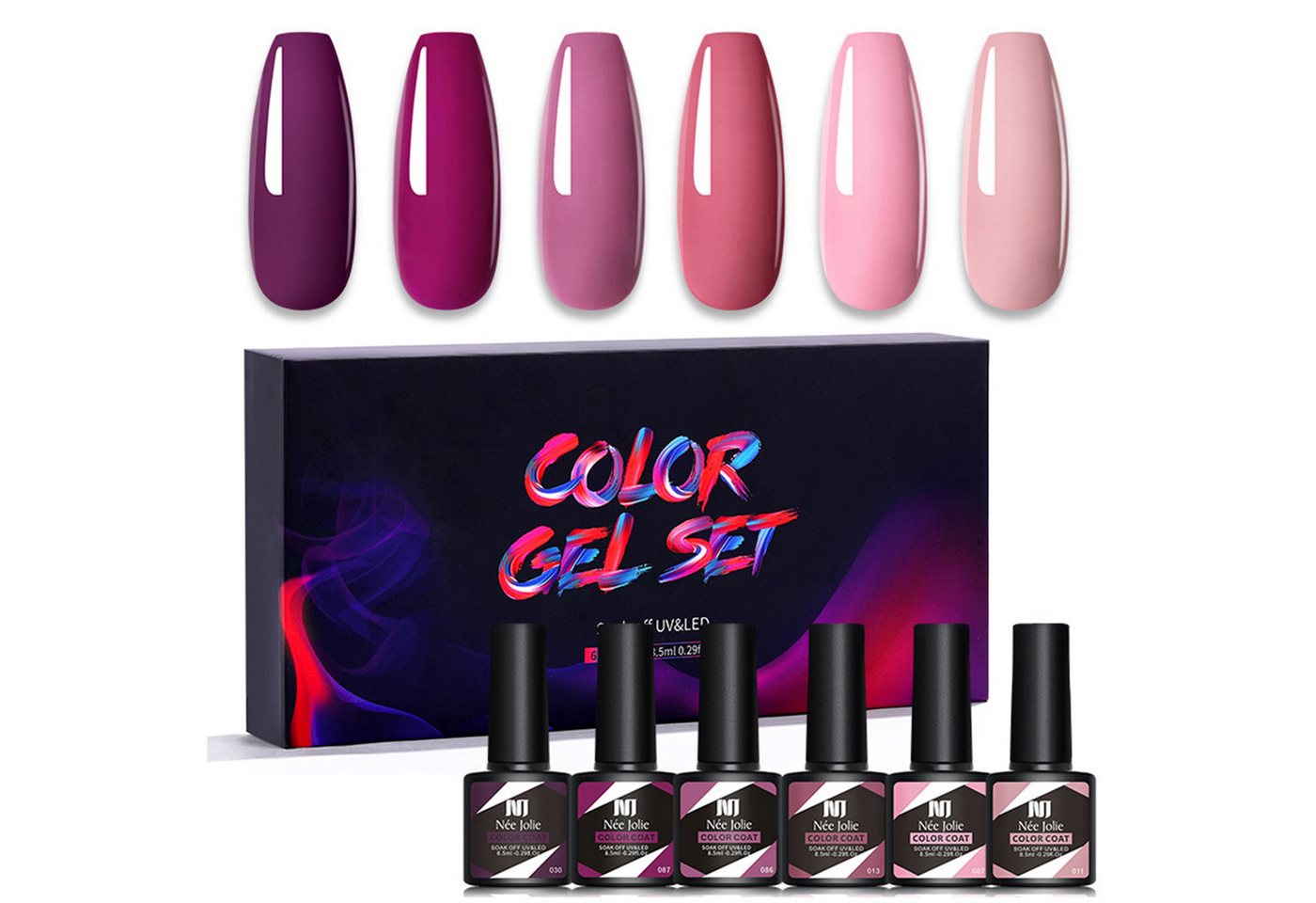 KINSI UV-Nagellack-Set 6 Farben Gel Nagellack Set, 8,5 ml, Perfekt für DIY Nagelkunst, für Anfänger und professionelle Nagelkünstler