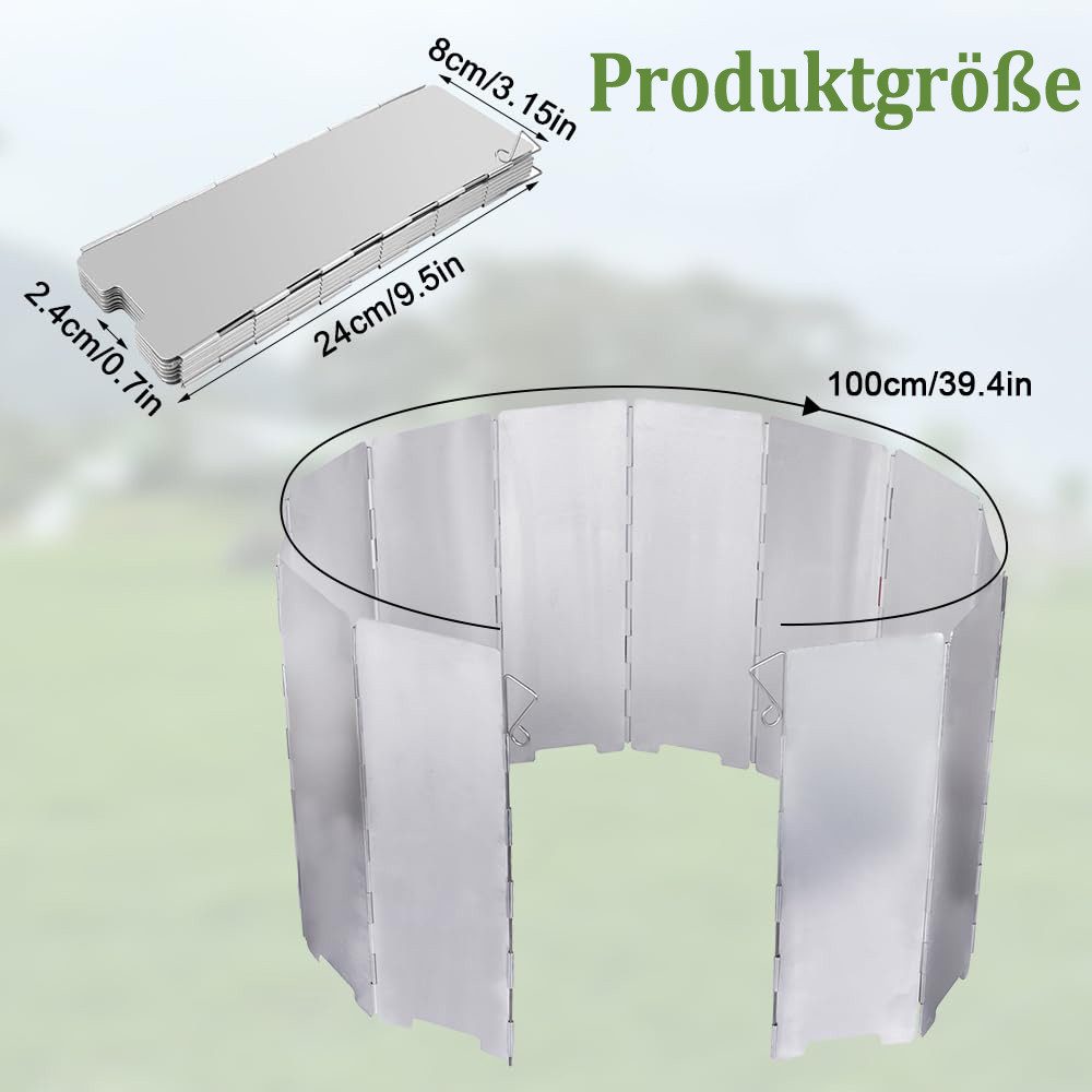 Agger Gaskocher Windschutz für Gaskocher, Faltbarer Windschutzschild für Gasherde, (12-St), Windschutz für Outdoor-Kocher
