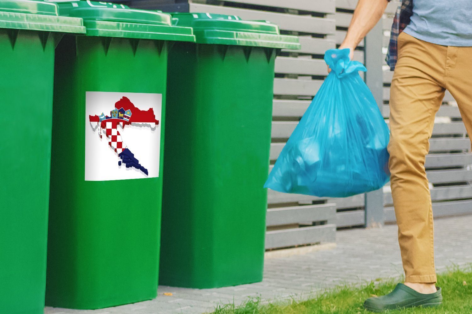 Mülltonne, und die Sticker, Mülleimer-aufkleber, Kroatien MuchoWow Nationalflagge (1 Container, St), Wandsticker von Form Abfalbehälter Die