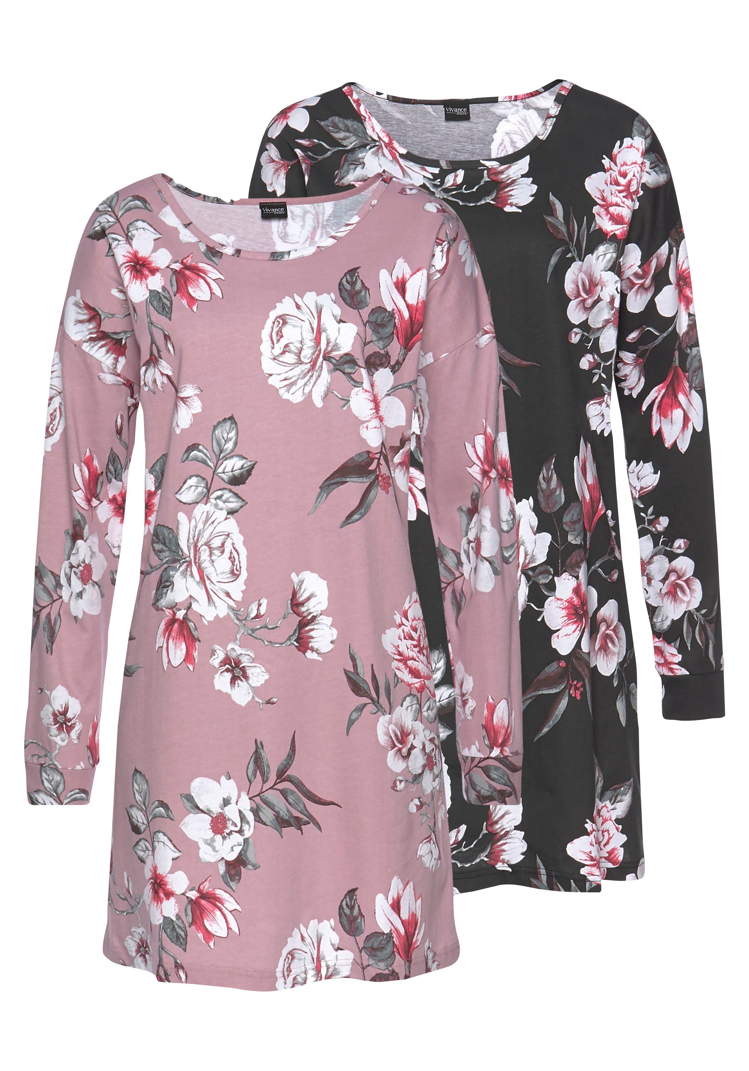 Vivance Dreams by Lascana Sleepshirt (Packung, 2 Stück) mit Blumendruck – Bild 2 von 5