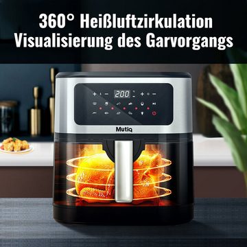 Senmudi Heißluftfritteuse Air fryer 7.5L XXL,Fritteuse ohne Öl,LED-Touchscreen,10 Programme, 1800,00 W, Gesunde Heißluftfritteuse,Küchengerät für fettarmes Frittieren