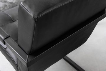 riess-ambiente Freischwinger GRAND BUFFALO anthrazit / schwarz (Einzelartikel, 1 St), Esszimmerstuhl · Leder · Metall · mit Armlehne · gepolstert · Design