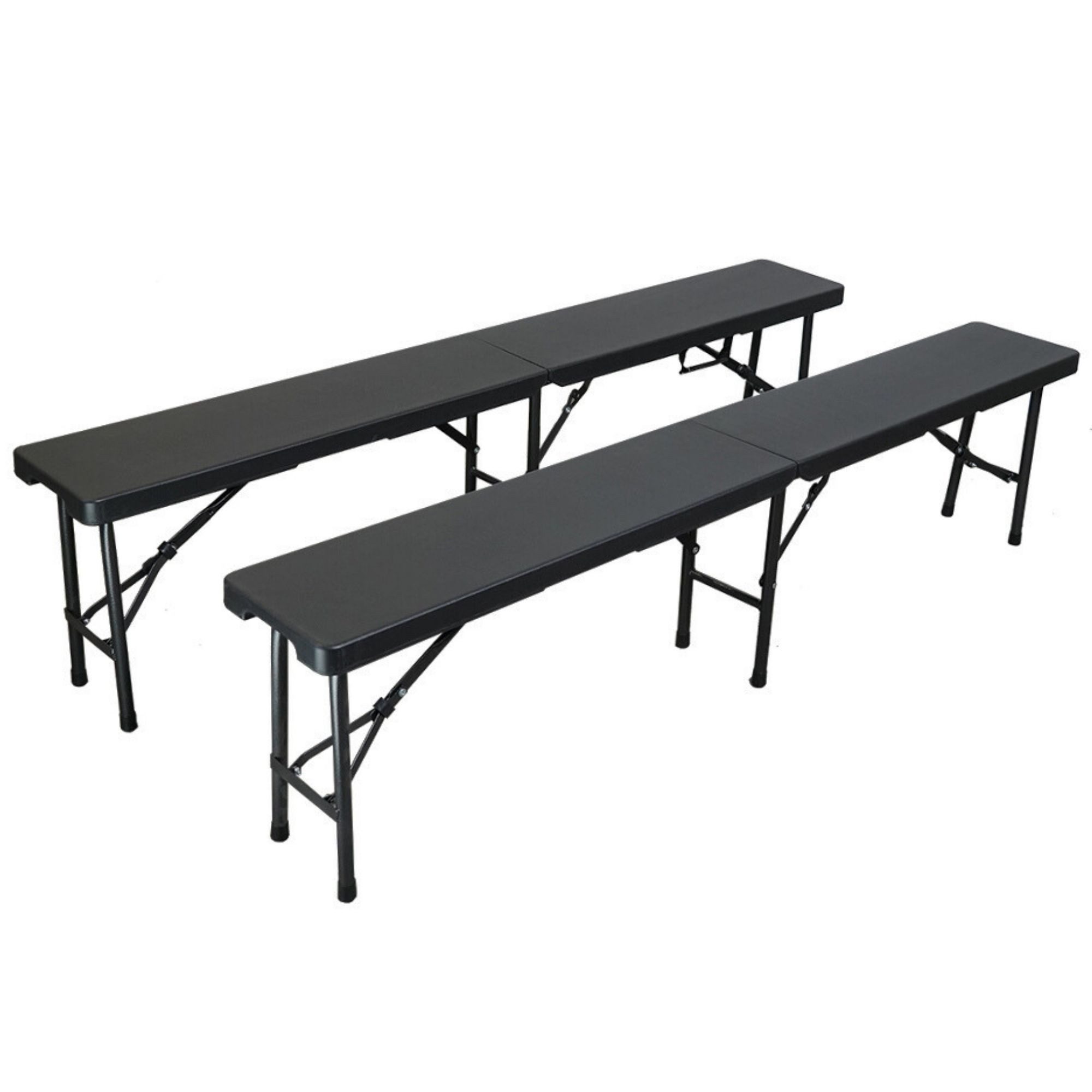 PROREGAL® Gartenbank 2er Set klappbar 180x25cm 8 Personen Schwarz mit Tragegriff