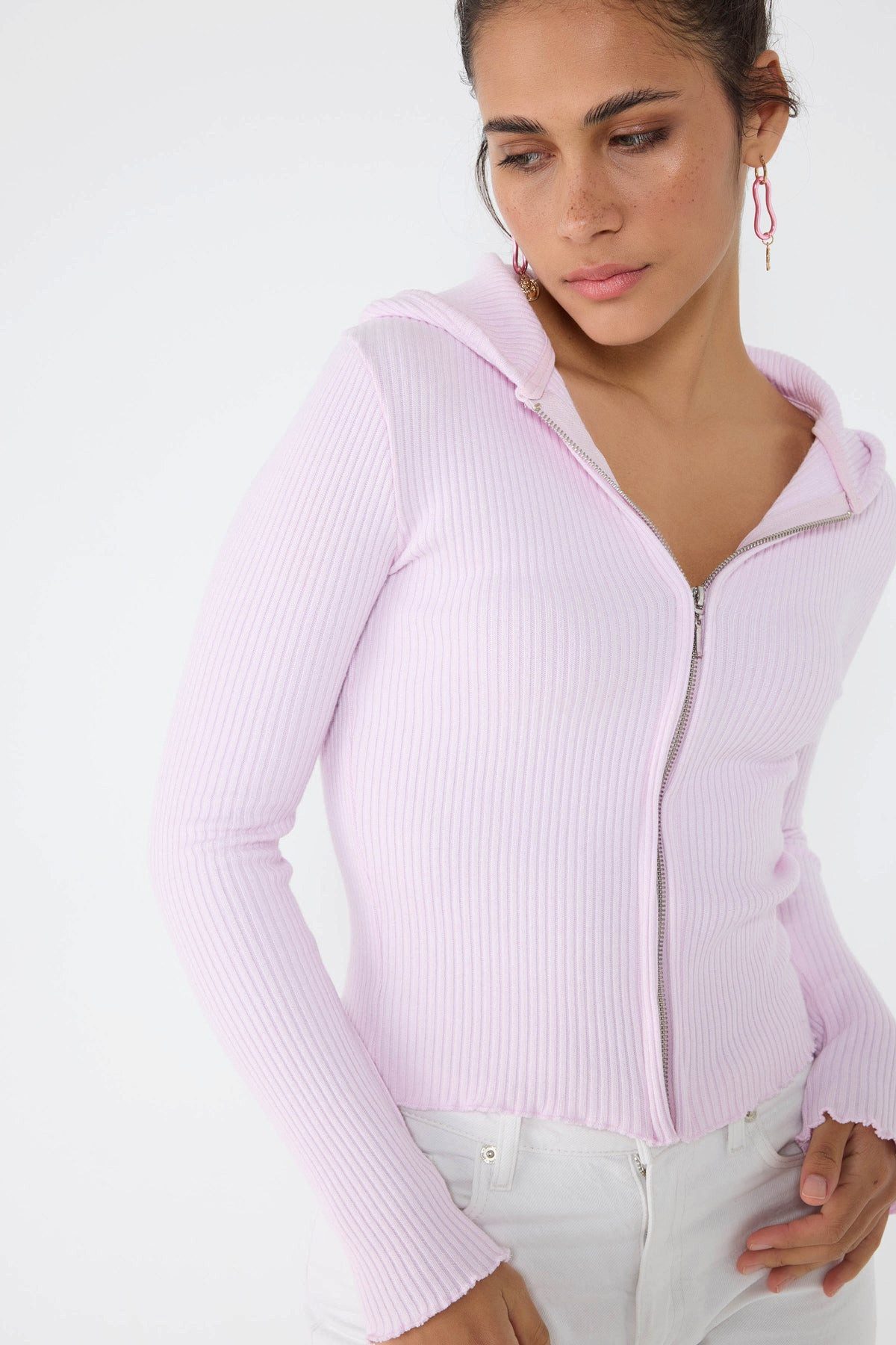 No Matter What Windbreaker Rosa Kapuzen-Zip-Strickjacke günstig online kaufen